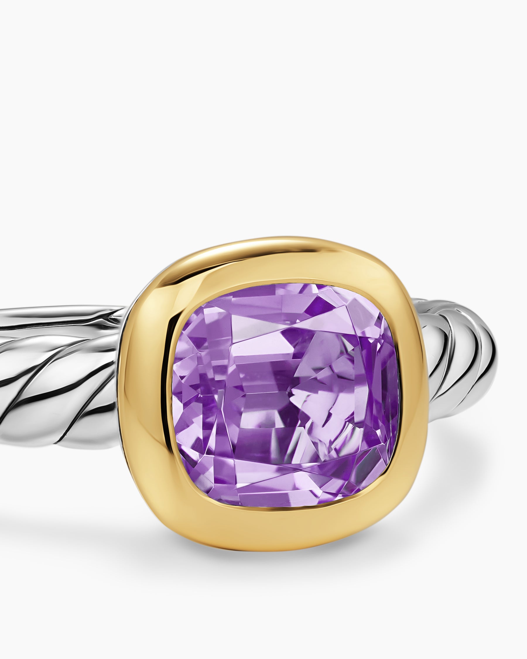 DY Mercer Color Stone Ring in Sterling Silver with 18K Yellow Gold and Amethyst, 7mm - Image 5