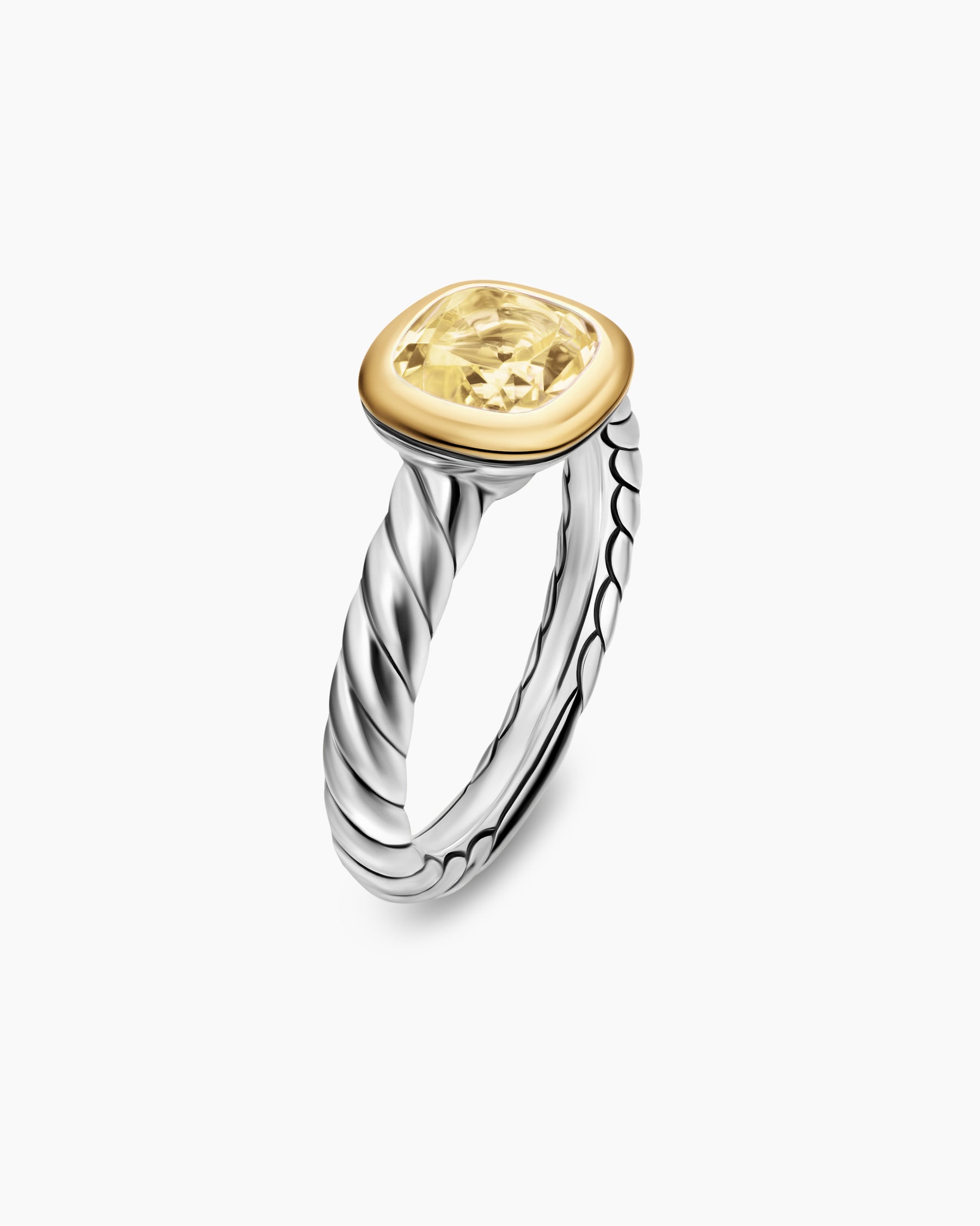 DY Mercer Color Stone Ring in Sterling Silver with 18K Yellow Gold and Champagne Citrine, 7mm - Image 3
