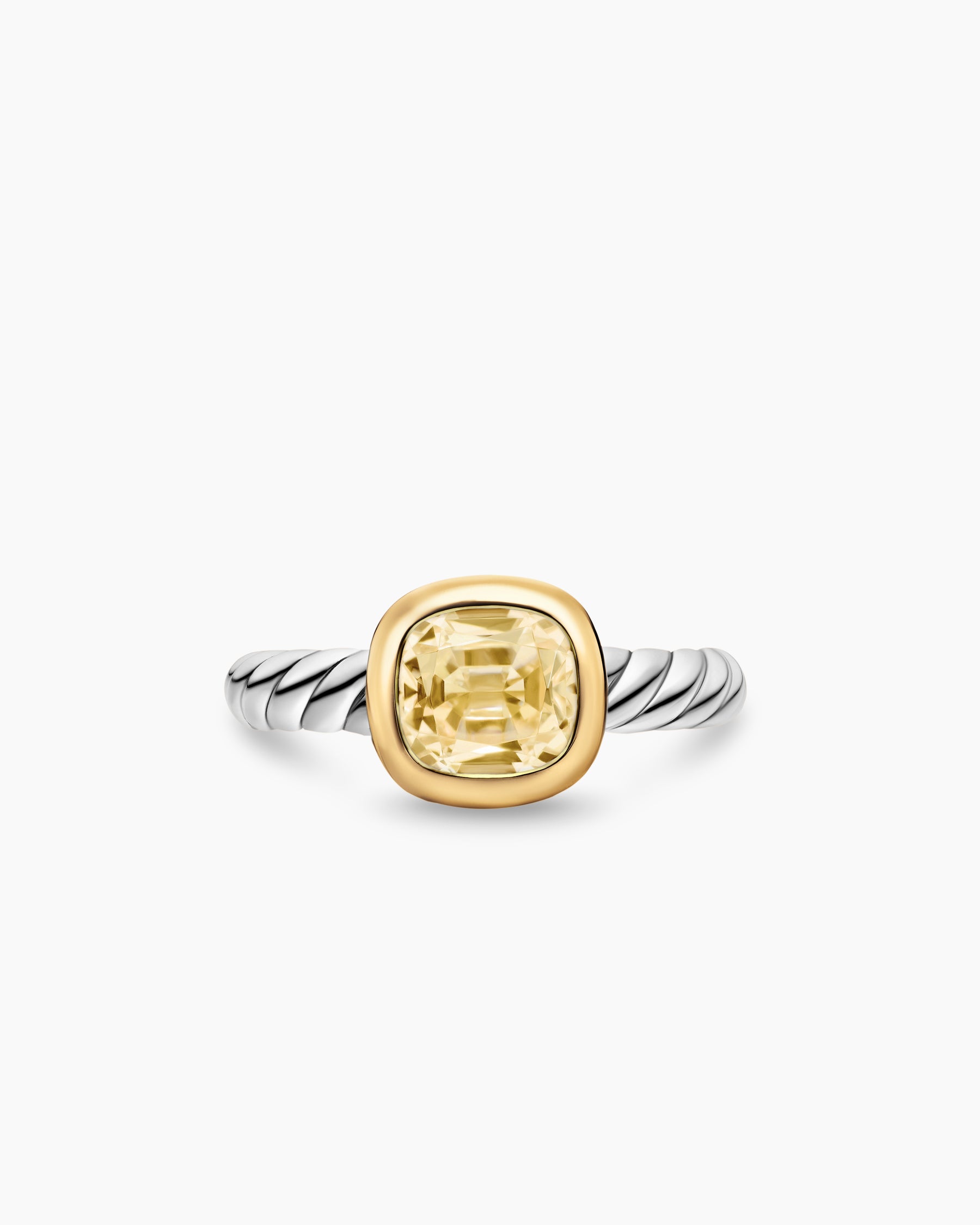 DY Mercer Color Stone Ring in Sterling Silver with 18K Yellow Gold and Champagne Citrine, 7mm - Image 4