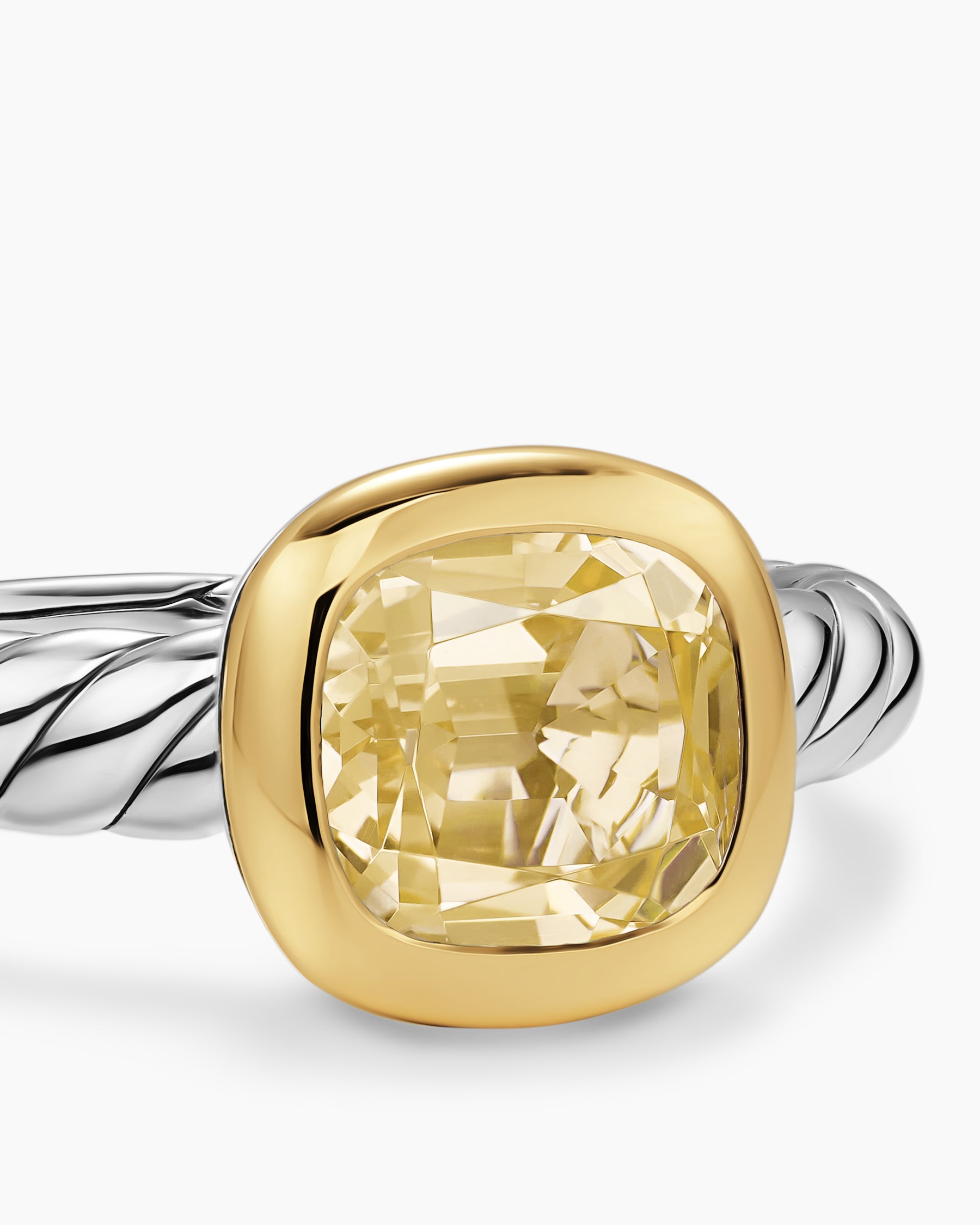 DY Mercer Color Stone Ring in Sterling Silver with 18K Yellow Gold and Champagne Citrine, 7mm - Image 5