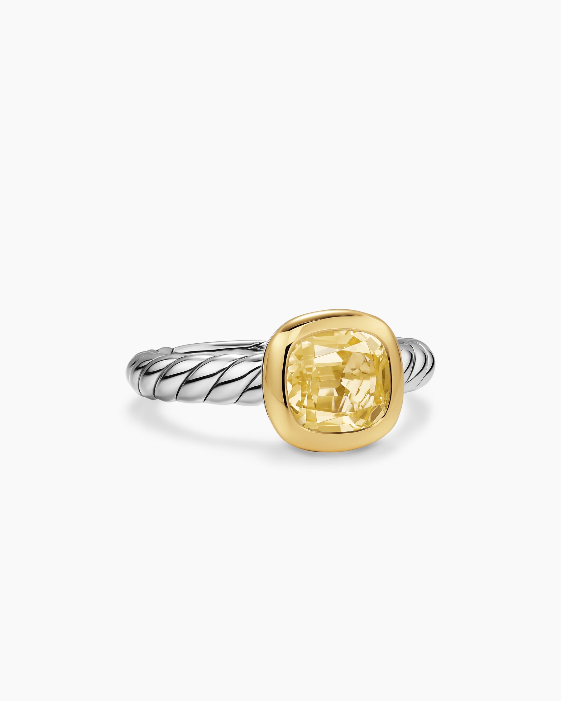 DY Mercer Color Stone Ring in Sterling Silver with 18K Yellow Gold and Champagne Citrine, 7mm