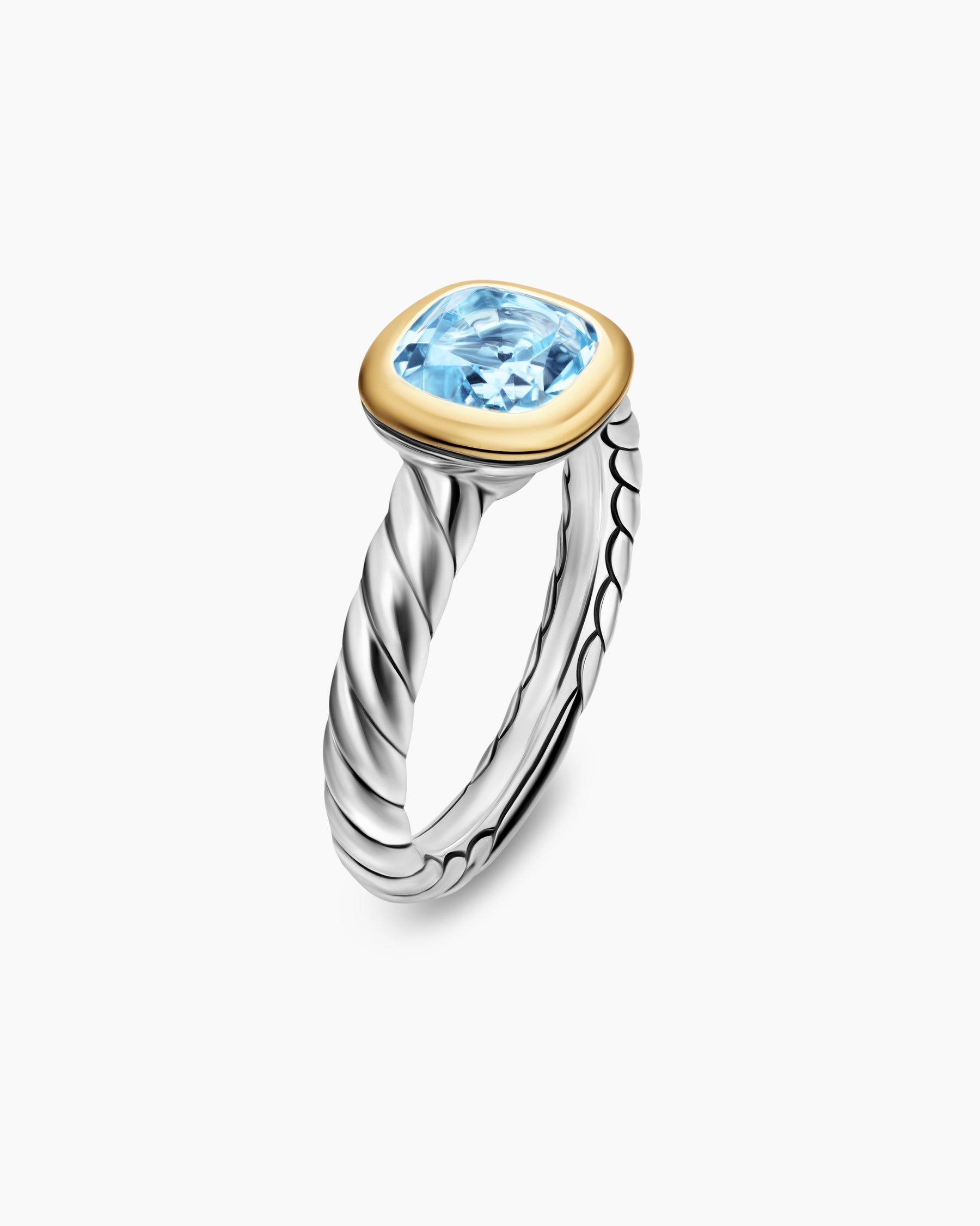 DY Mercer Color Stone Ring in Sterling Silver with 18K Yellow Gold and Sky Blue Topaz, 7mm - Image 3