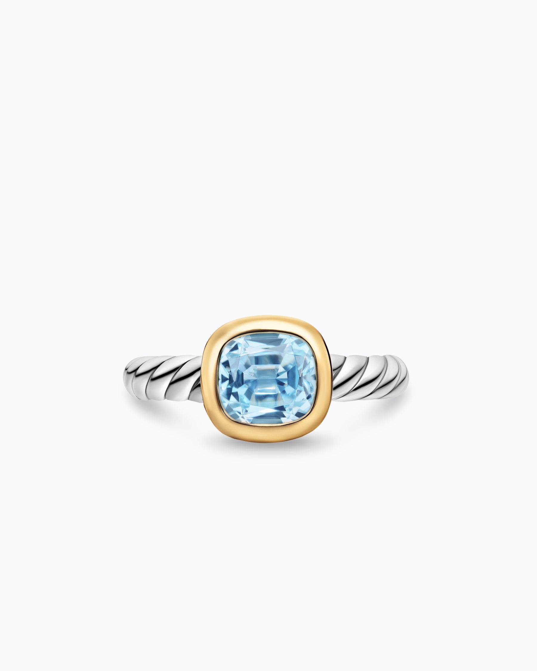 DY Mercer Color Stone Ring in Sterling Silver with 18K Yellow Gold and Sky Blue Topaz, 7mm - Image 4