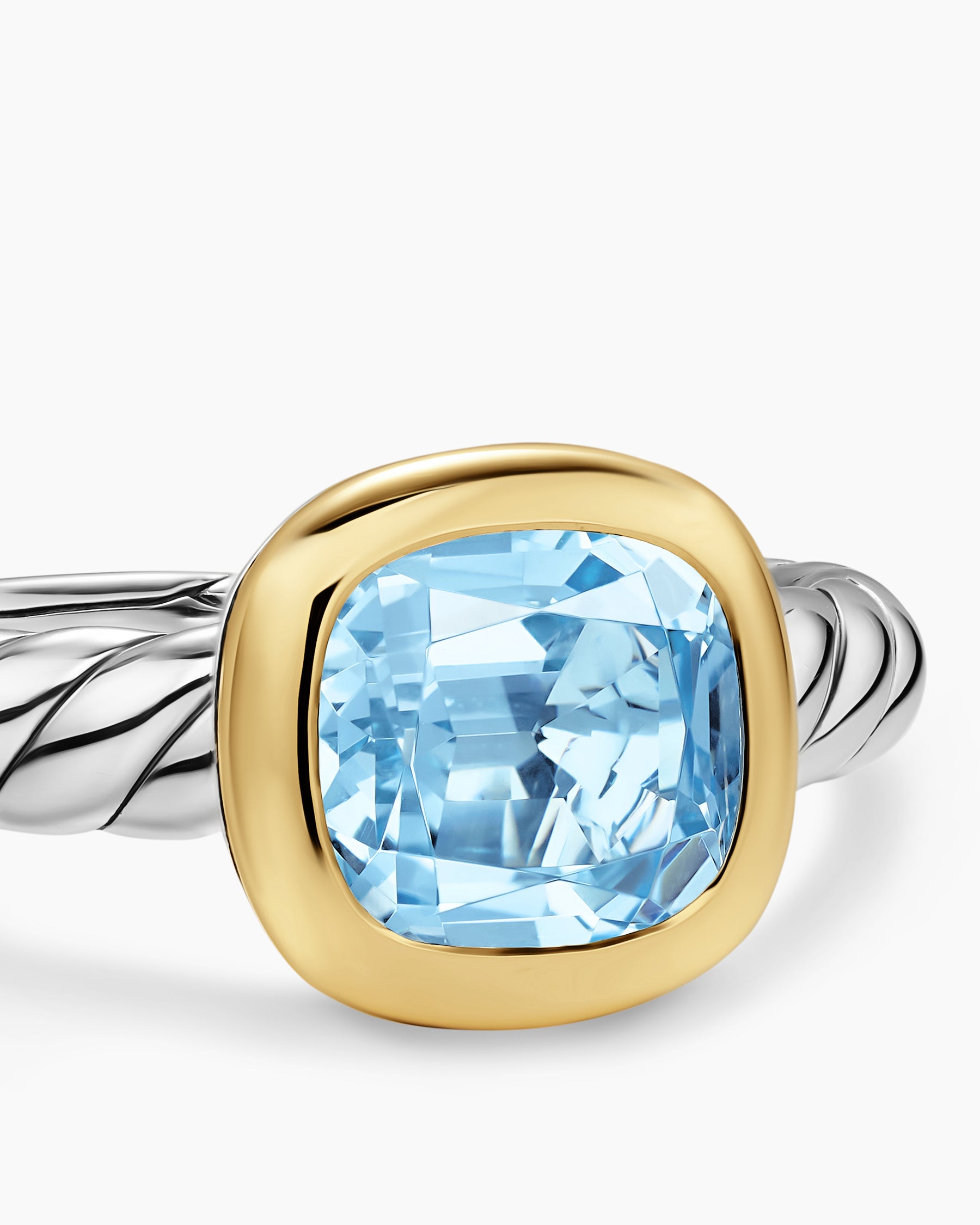 DY Mercer Color Stone Ring in Sterling Silver with 18K Yellow Gold and Sky Blue Topaz, 7mm - Image 5