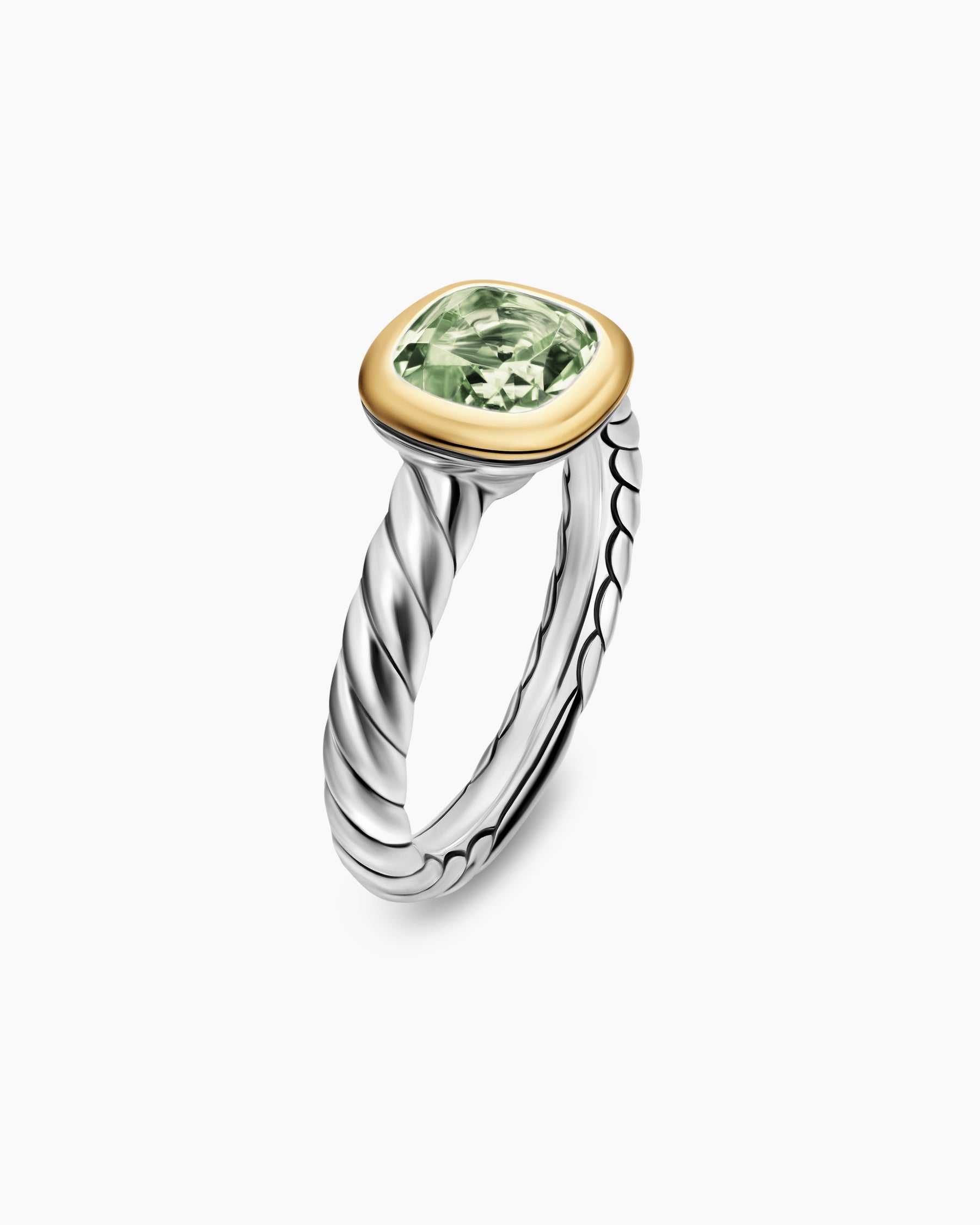 DY Mercer Color Stone Ring in Sterling Silver with 18K Yellow Gold and Prasiolite, 7mm - Image 3