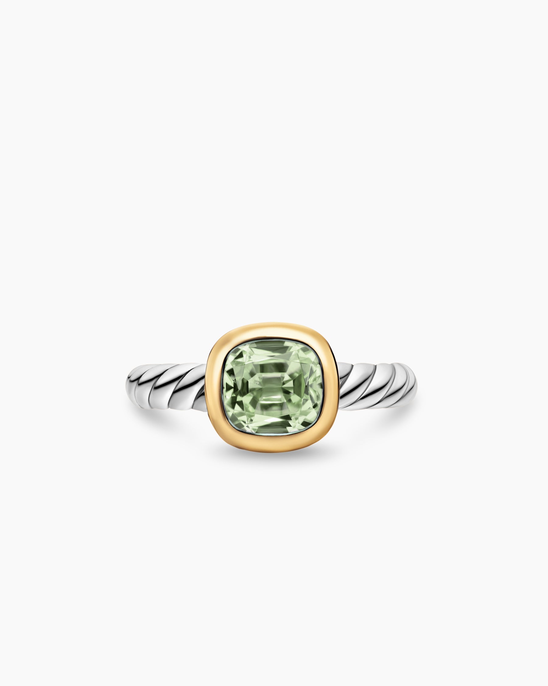 DY Mercer Color Stone Ring in Sterling Silver with 18K Yellow Gold and Prasiolite, 7mm - Image 4