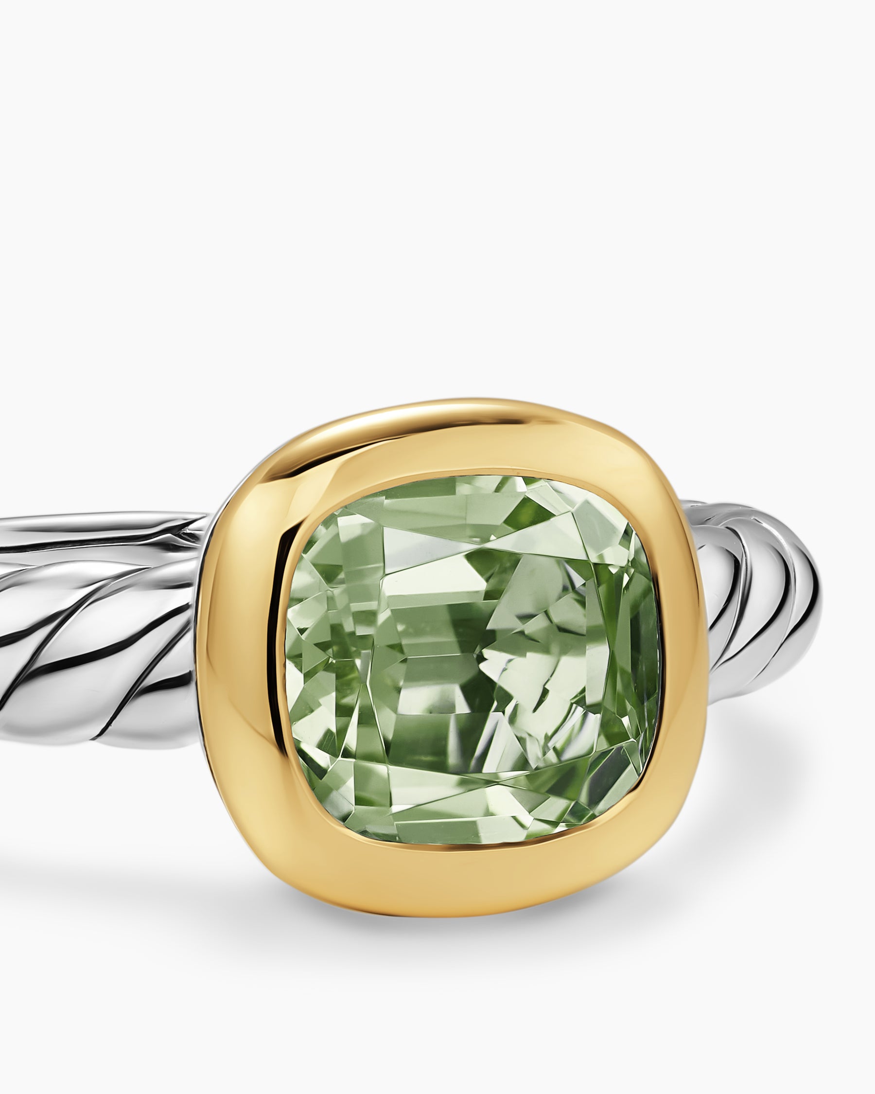 DY Mercer Color Stone Ring in Sterling Silver with 18K Yellow Gold and Prasiolite, 7mm - Image 5