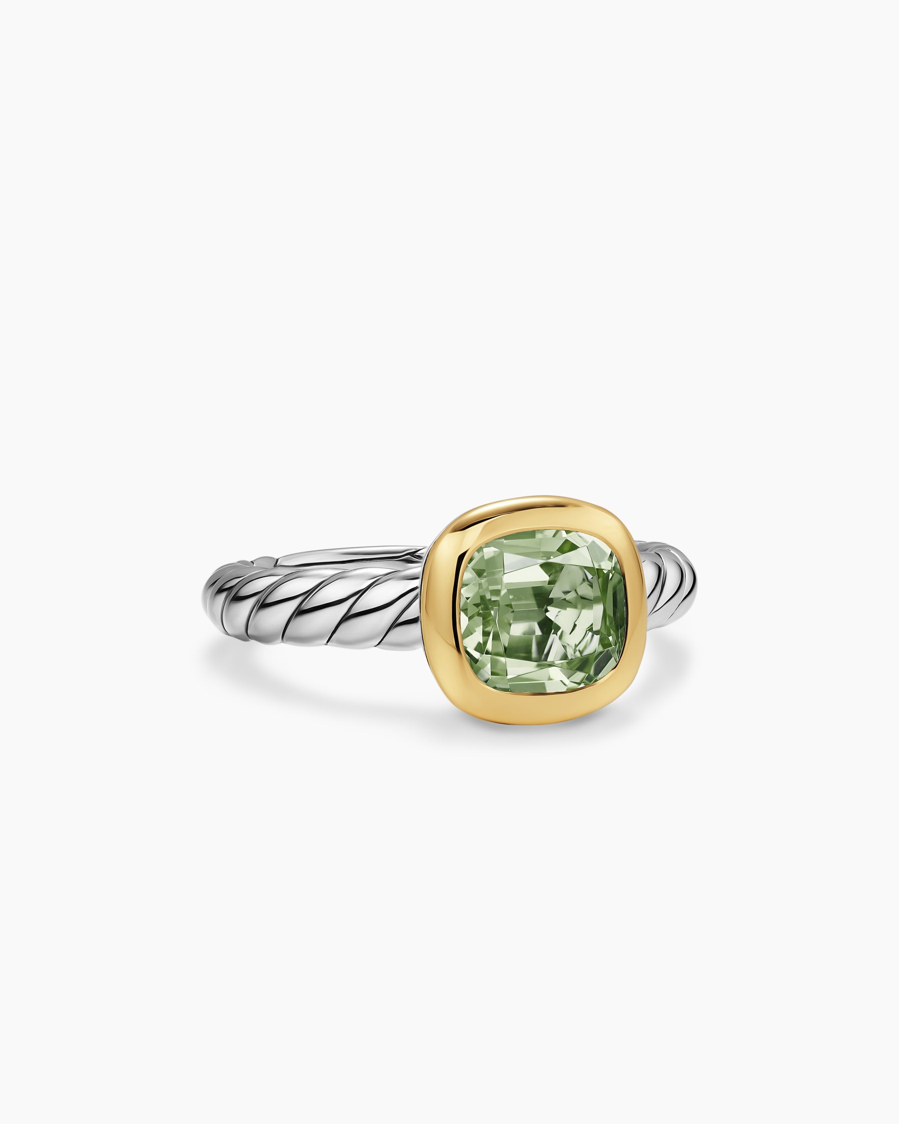 DY Mercer Color Stone Ring in Sterling Silver with 18K Yellow Gold and Prasiolite, 7mm