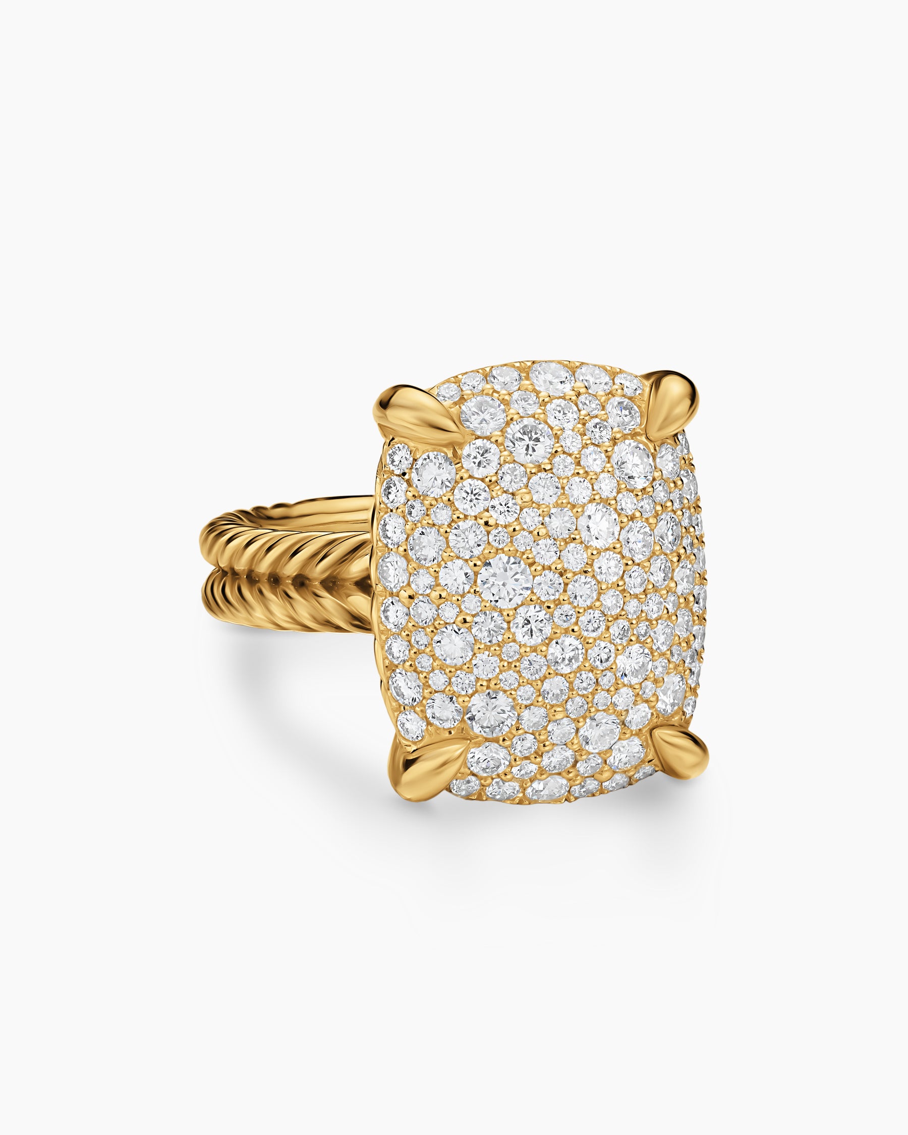 Chatelaine Elongated Ring in 18K Yellow Gold with Diamonds, 19mm