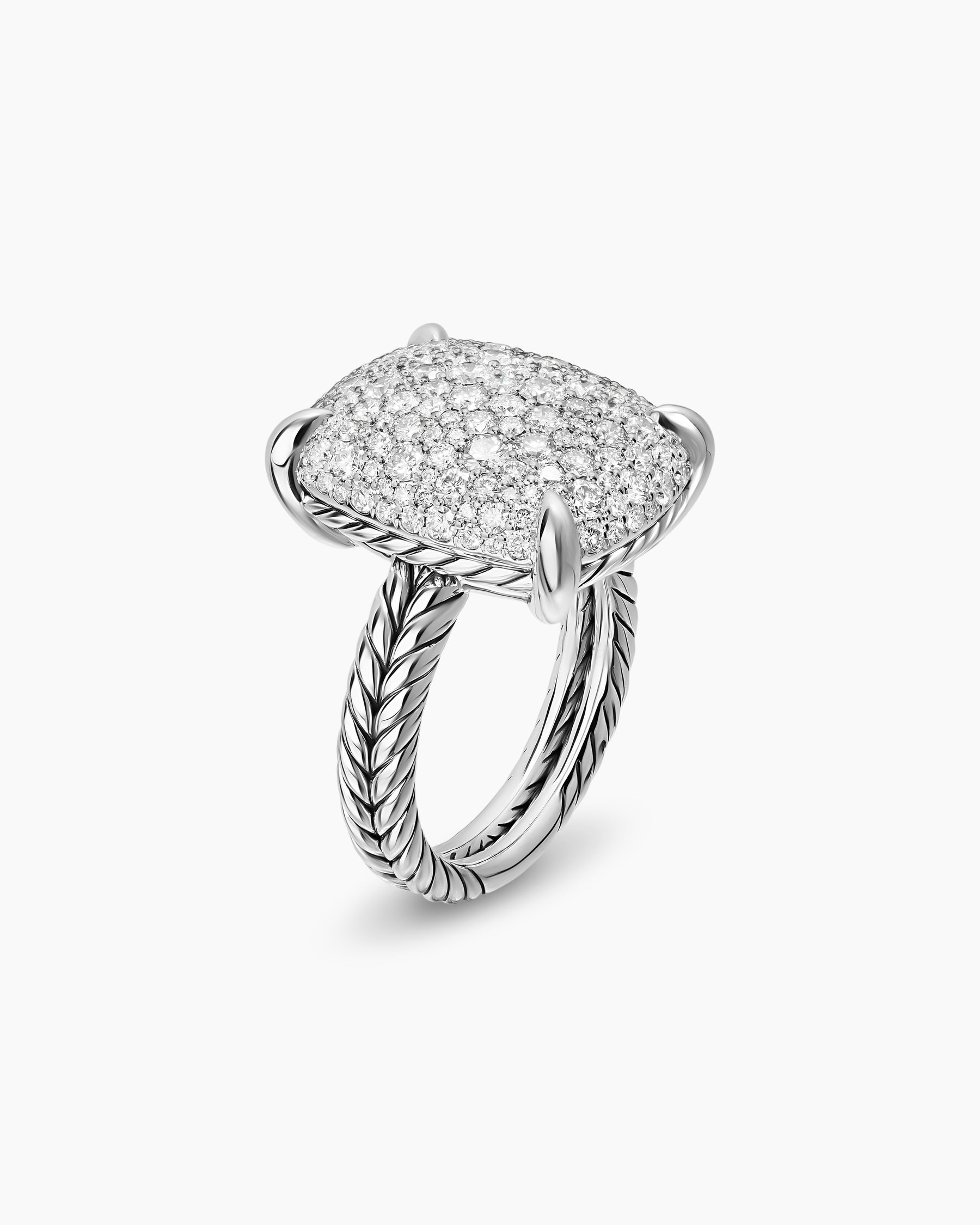 Chatelaine Elongated Ring in Sterling Silver with Diamonds, 19mm - Image 3