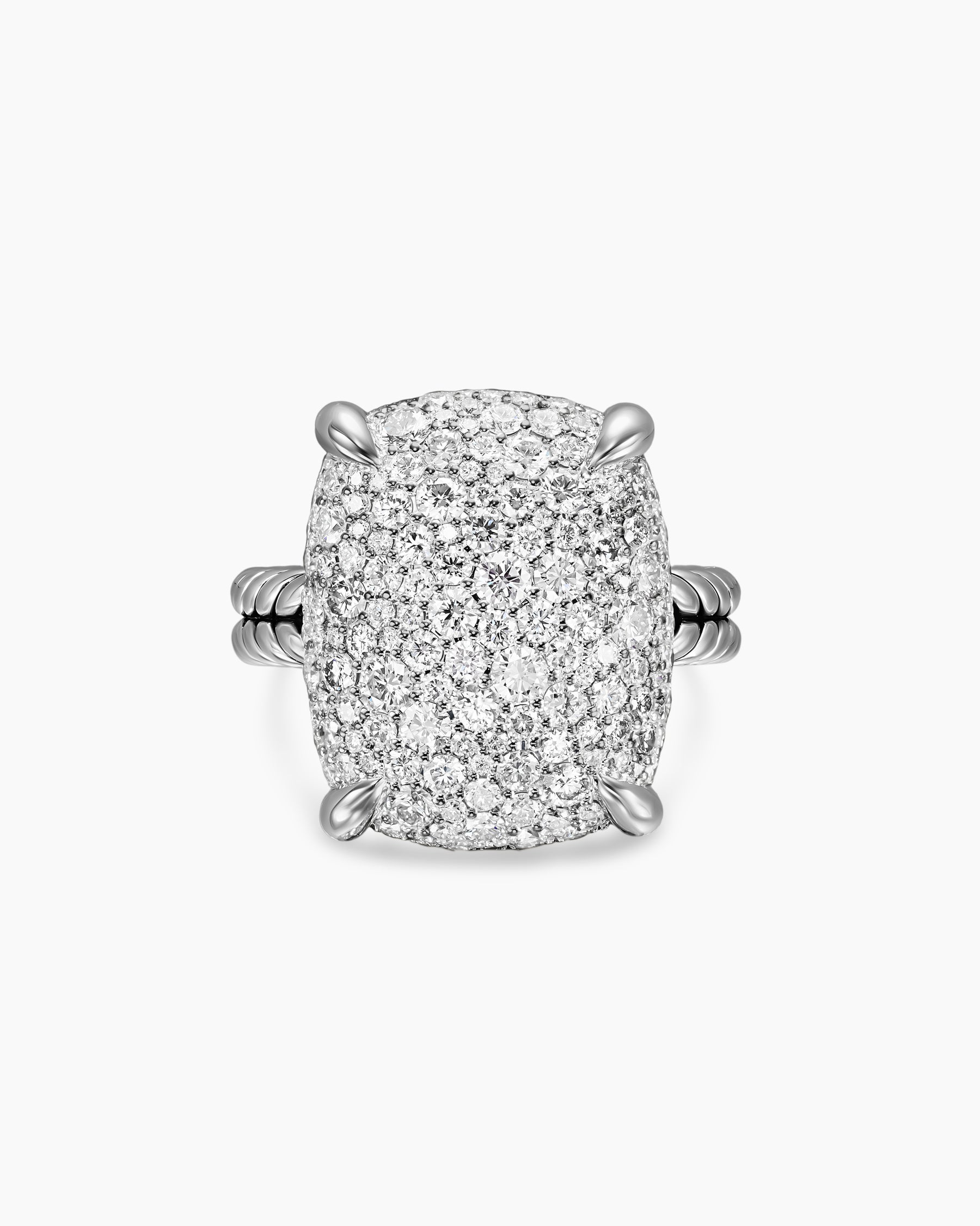 Chatelaine Elongated Ring in Sterling Silver with Diamonds, 19mm - Image 4