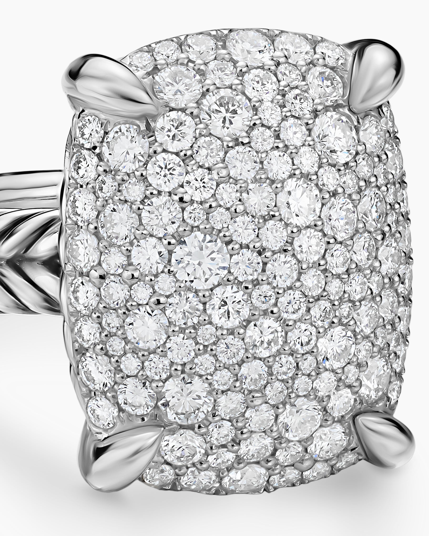 Chatelaine Elongated Ring in Sterling Silver with Diamonds, 19mm - Image 5