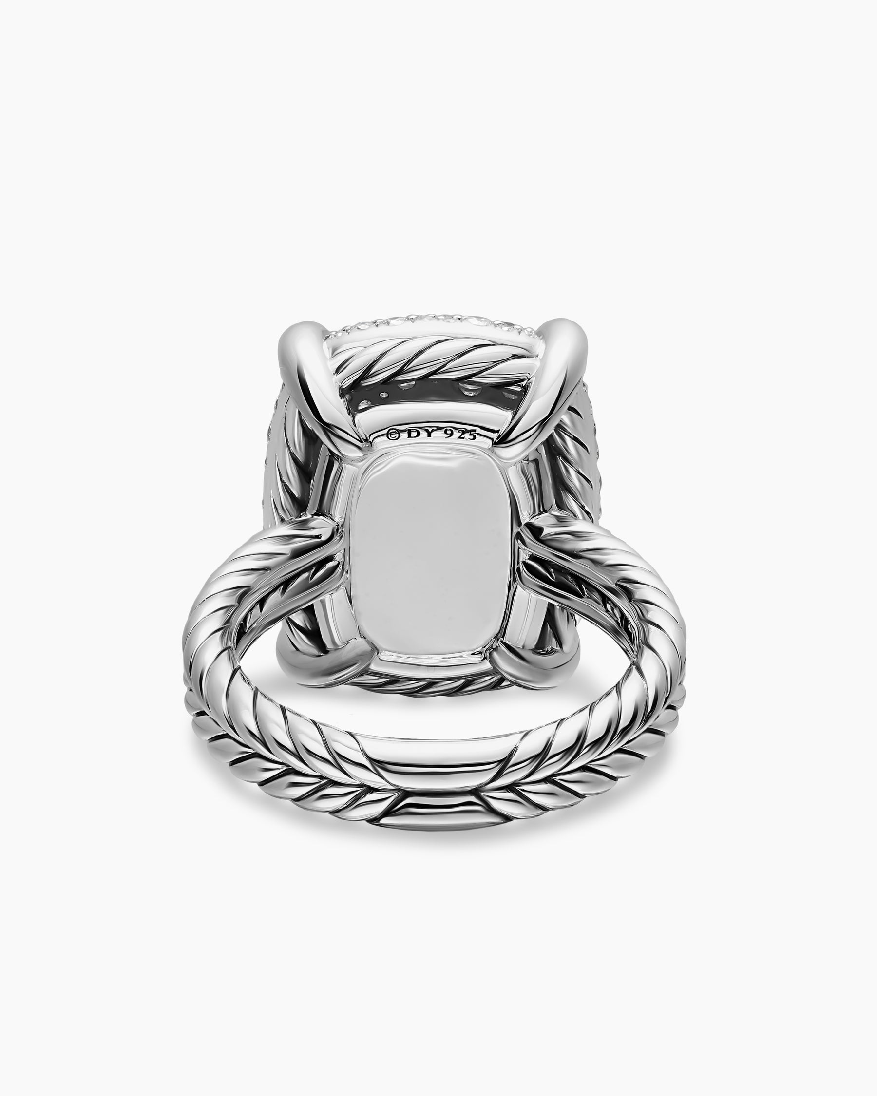 Chatelaine Elongated Ring in Sterling Silver with Diamonds, 19mm - Image 6