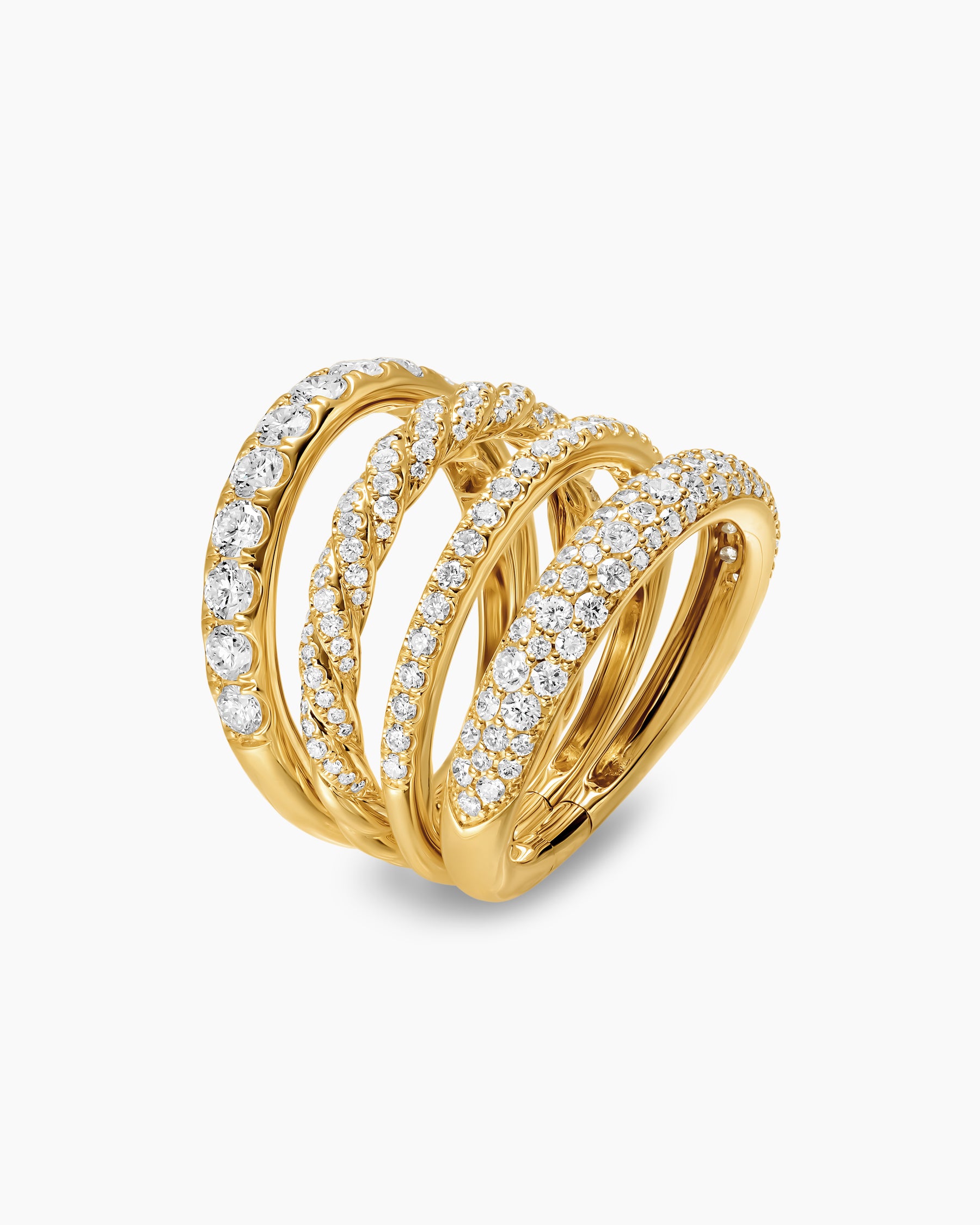 Alternative view of DY Mercer Pavé Multi Row Ring in 18K Yellow Gold with Diamonds, 12.6mm