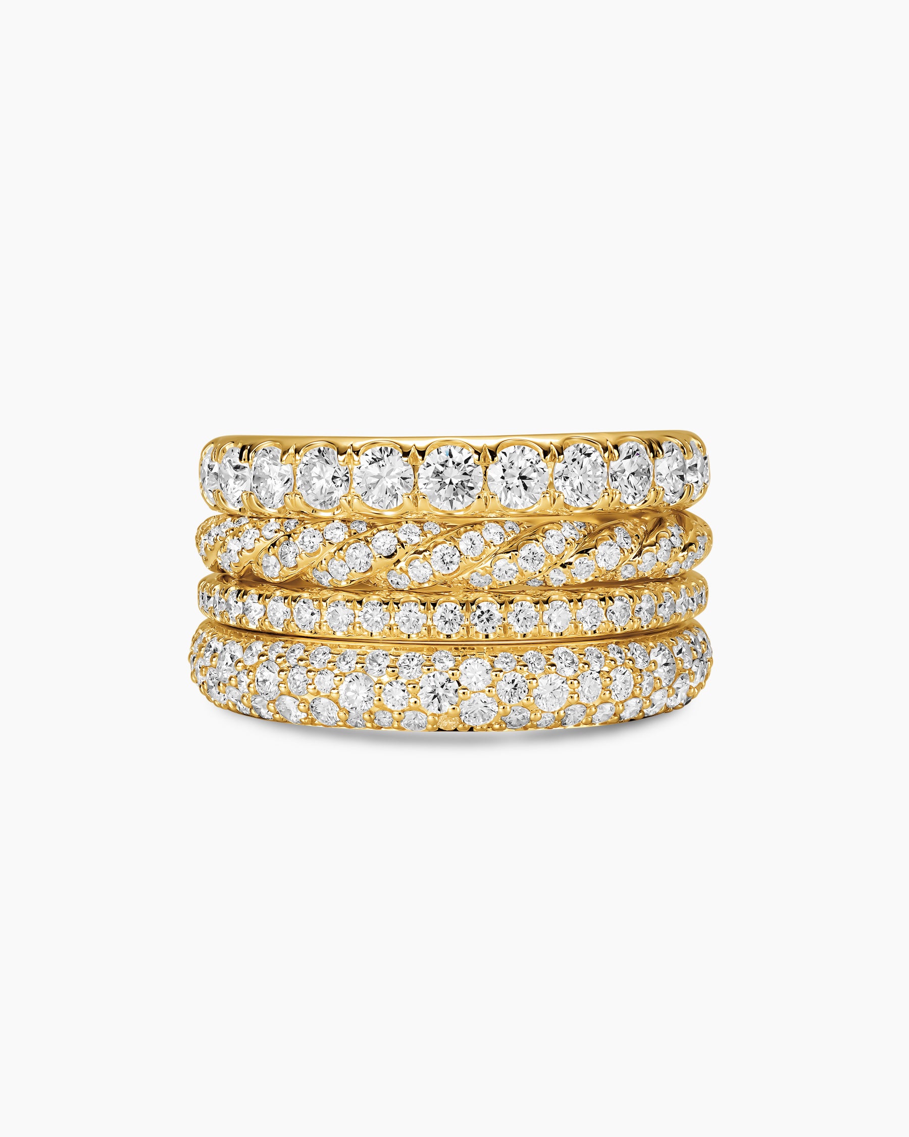 DY Mercer Pavé Multi Row Ring in 18K Yellow Gold with Diamonds, 12.6mm - Image 3