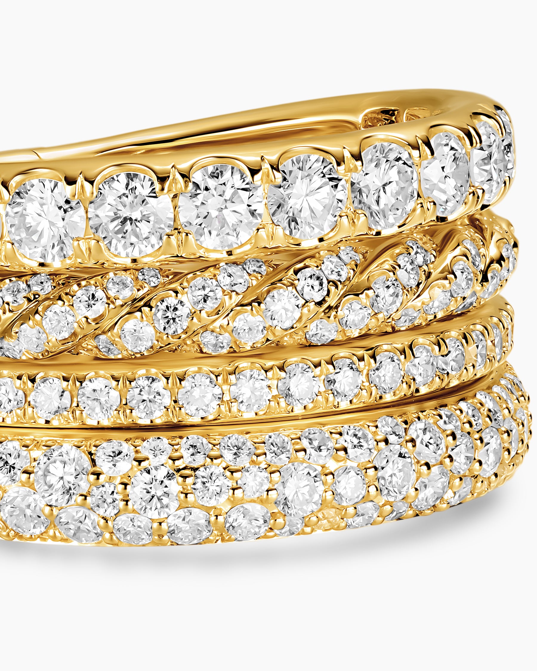 DY Mercer Pavé Multi Row Ring in 18K Yellow Gold with Diamonds, 12.6mm - Image 4