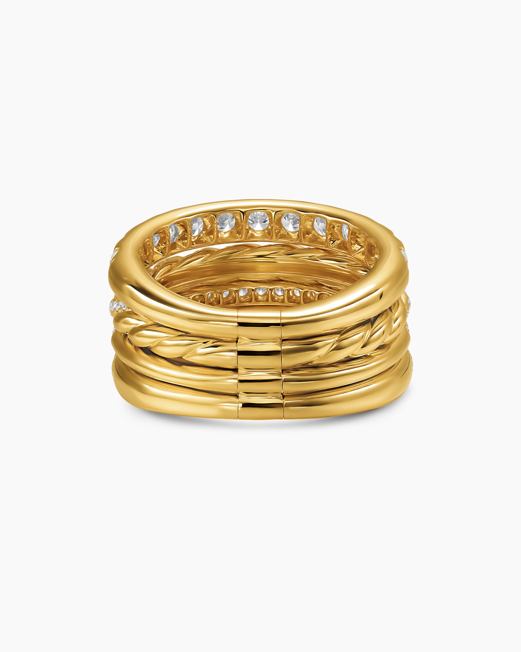 DY Mercer Pavé Multi Row Ring in 18K Yellow Gold with Diamonds, 12.6mm - Image 5