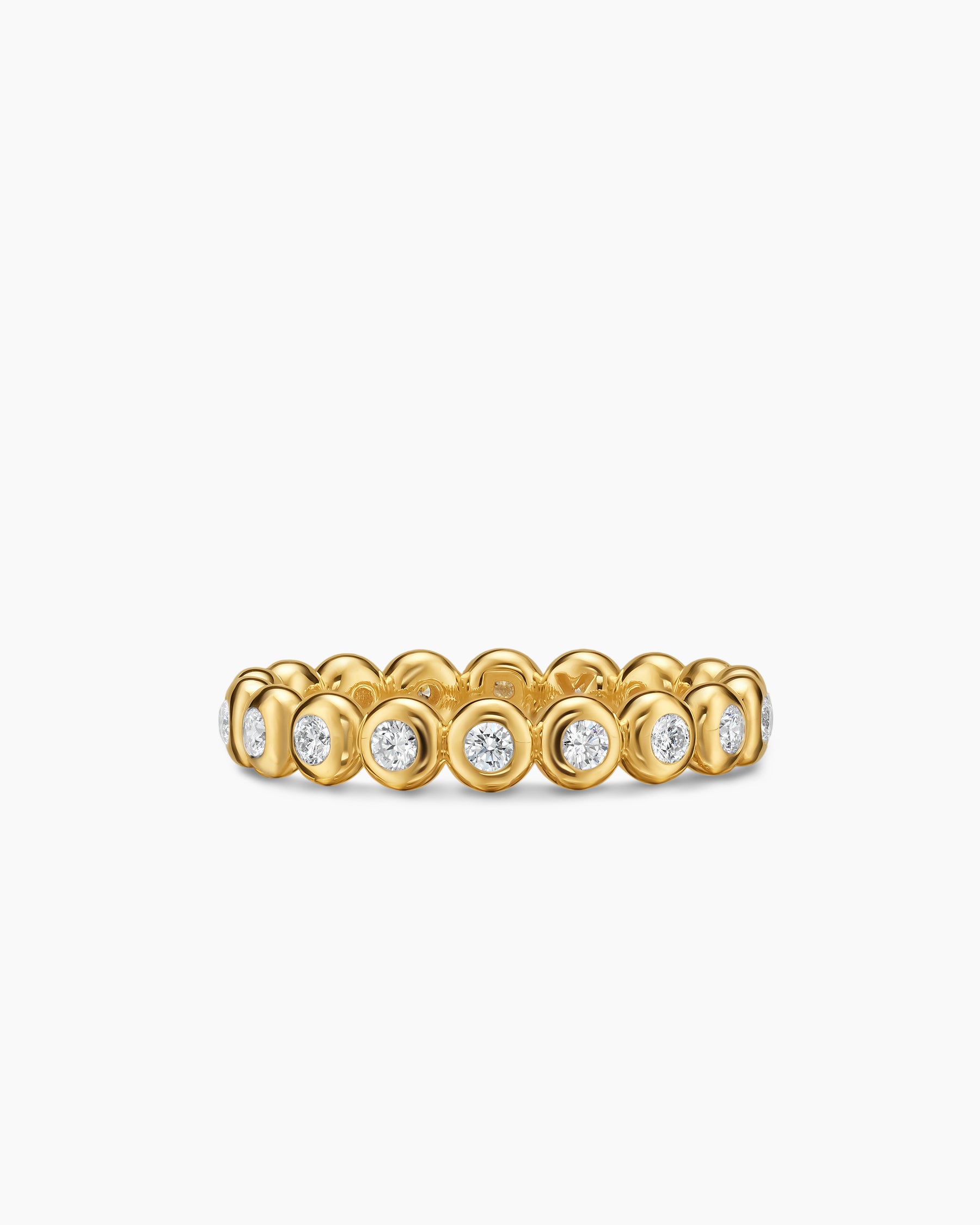 Bezel Set Band Ring in 18K Yellow Gold with Diamonds, 3.7mm