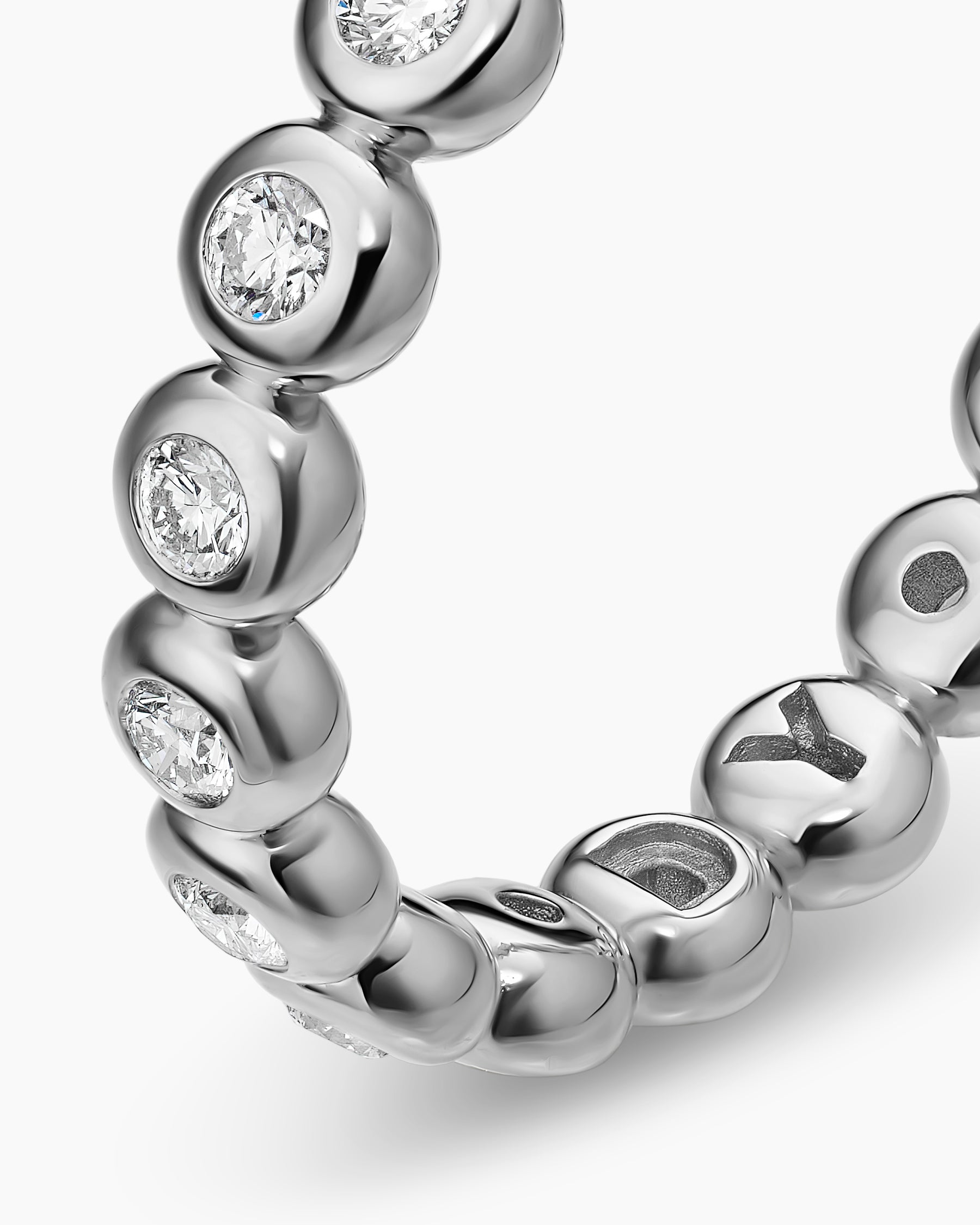 Bezel Set Band Ring in Sterling Silver with Diamonds, 3.7mm - Image 5