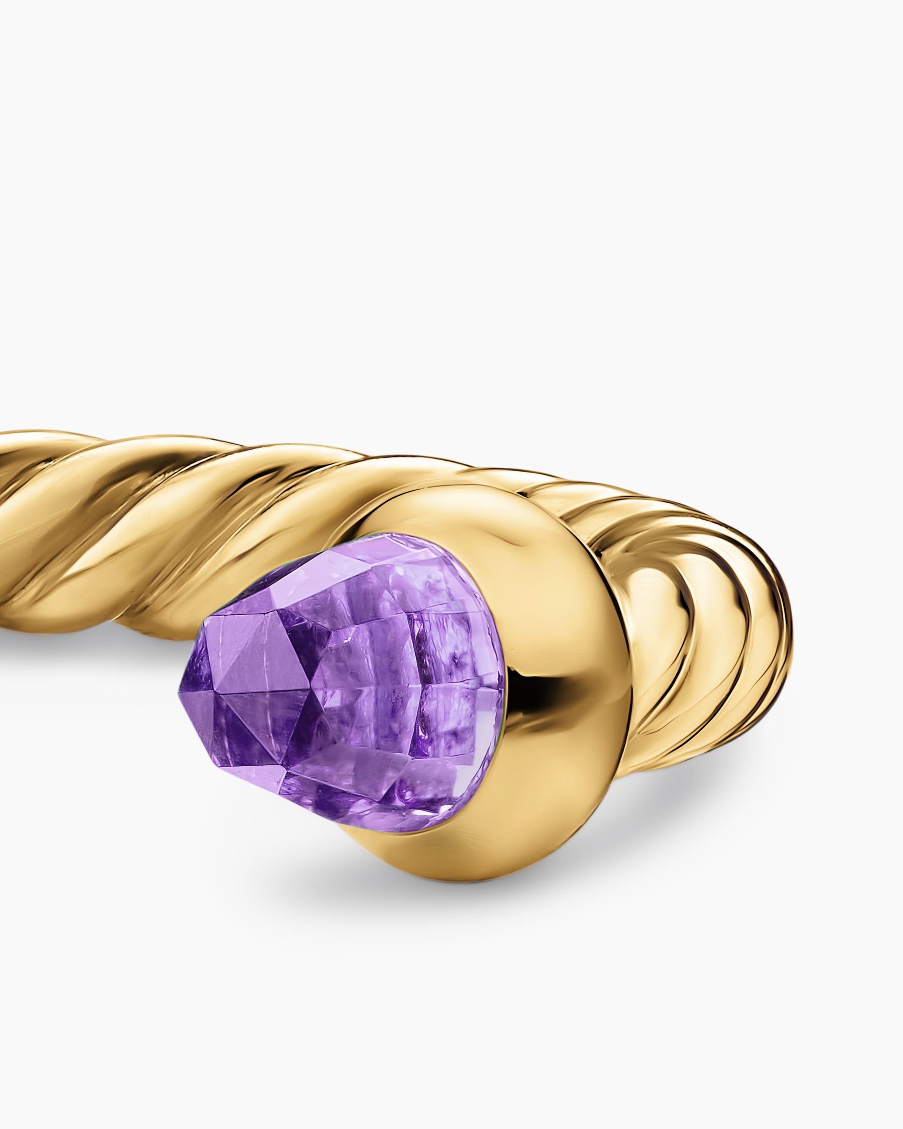 Micro Cablespira Flex Open Ring in 18K Yellow Gold with Amethyst, 2.5mm - Image 4