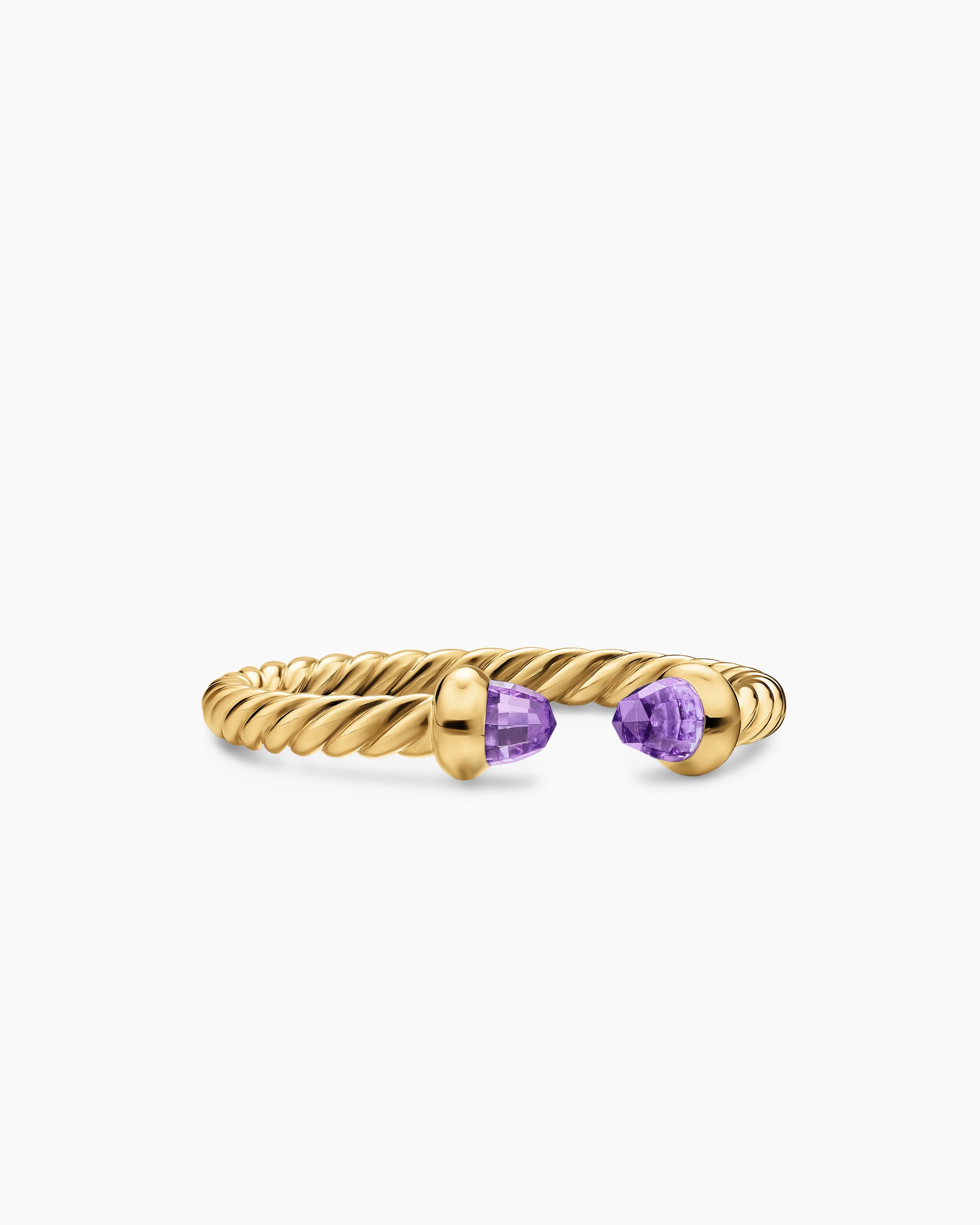 Micro Cablespira Flex Open Ring in 18K Yellow Gold with Amethyst, 2.5mm