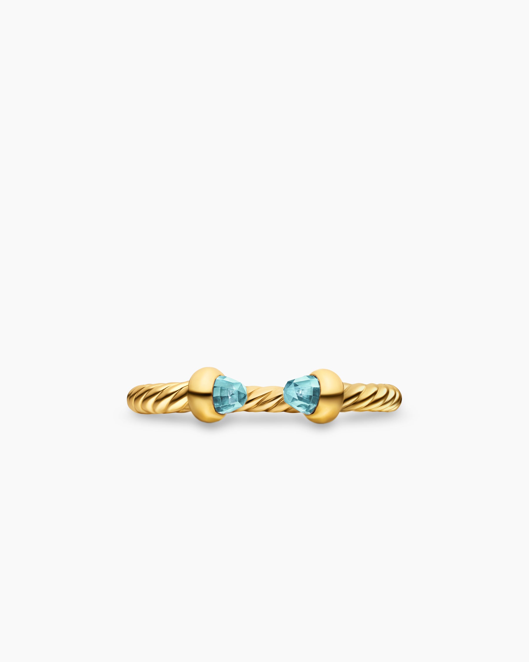 Micro Cablespira Flex Open Ring in 18K Yellow Gold with Aquamarine, 2.5mm - Image 3