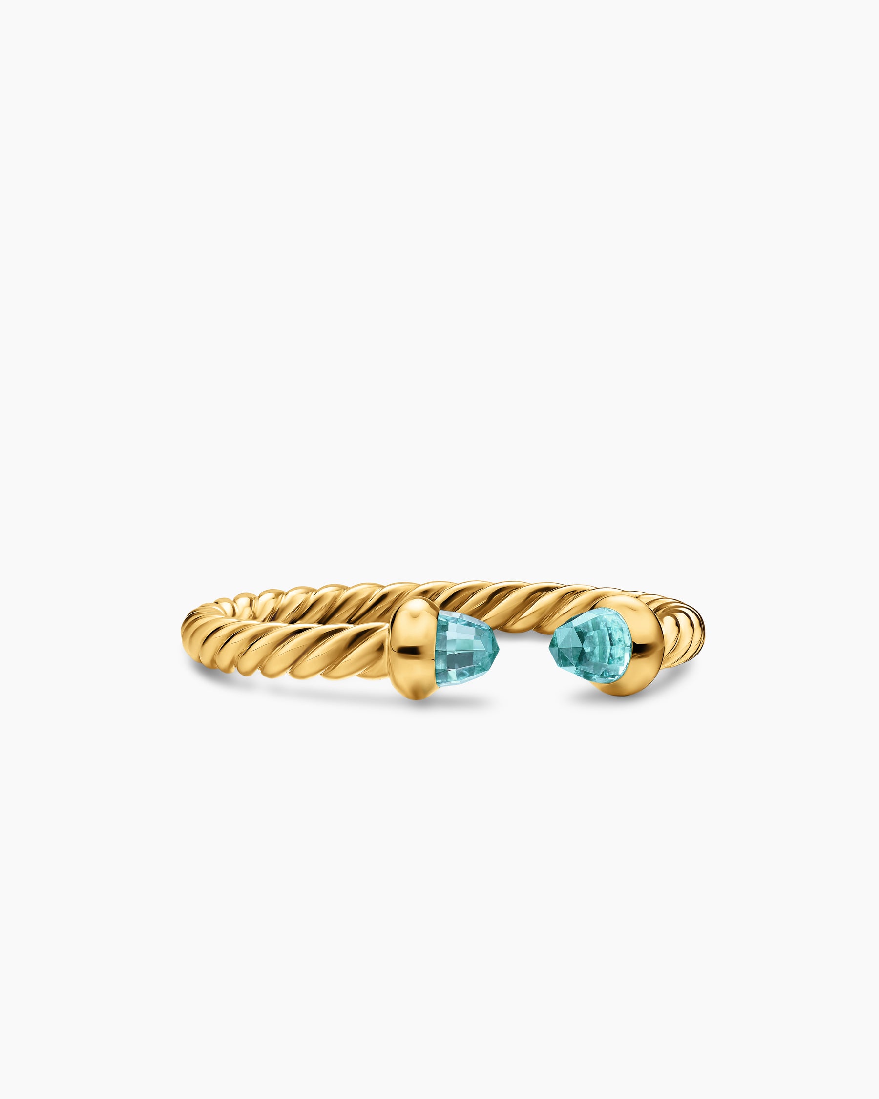 Micro Cablespira Flex Open Ring in 18K Yellow Gold with Aquamarine, 2.5mm
