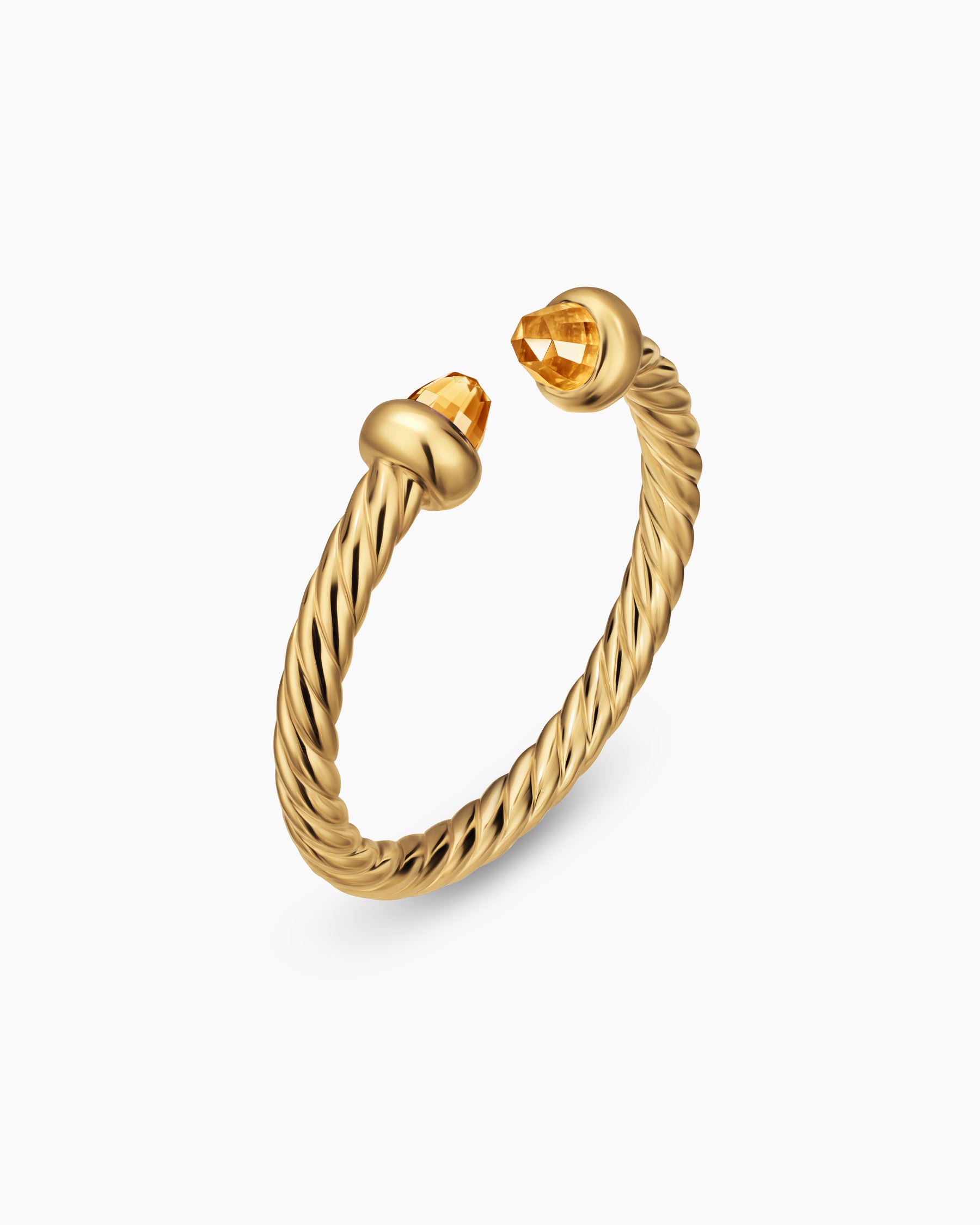 Alternative view of Micro Cablespira Flex Open Ring in 18K Yellow Gold with Citrine, 2.5mm