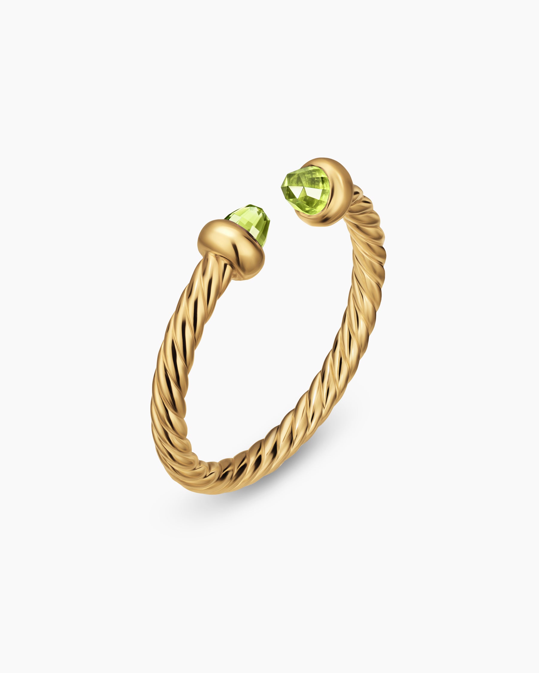Alternative view of Micro Cablespira Flex Open Ring in 18K Yellow Gold with Peridot, 2.5mm