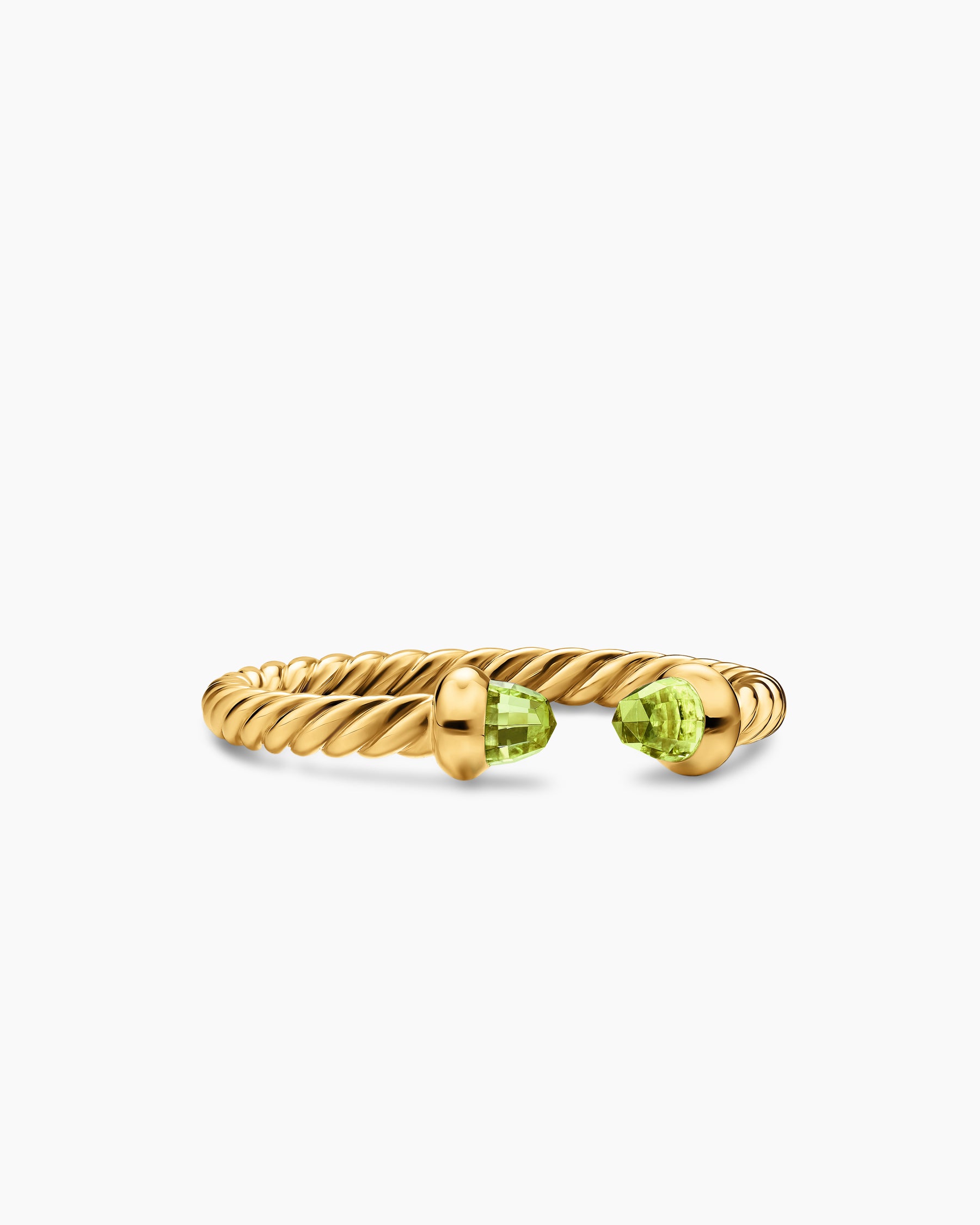Micro Cablespira Flex Open Ring in 18K Yellow Gold with Peridot, 2.5mm