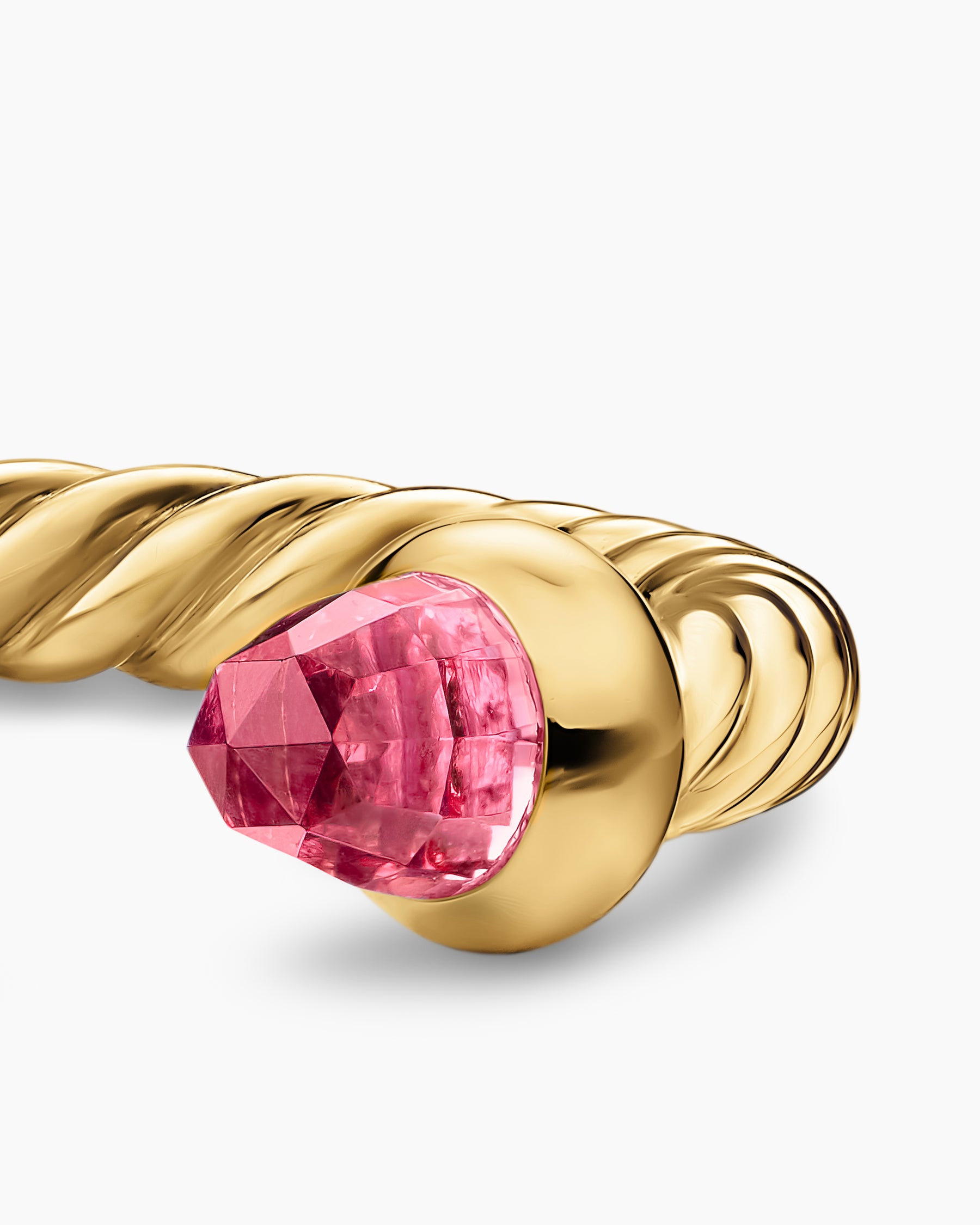 Micro Cablespira Flex Open Ring in 18K Yellow Gold with Pink Tourmalines, 2.5mm - Image 4