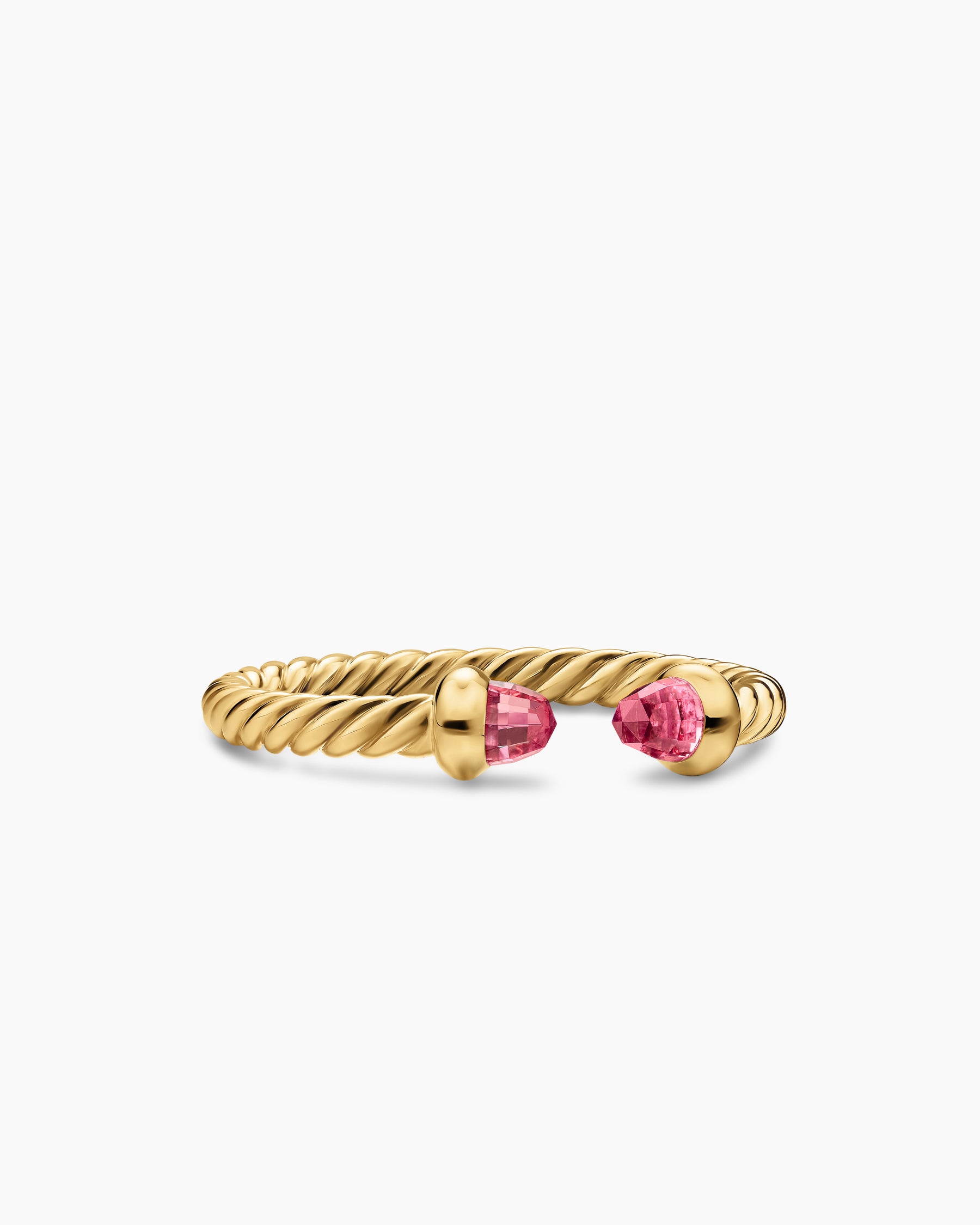 Micro Cablespira Flex Open Ring in 18K Yellow Gold with Pink Tourmalines, 2.5mm