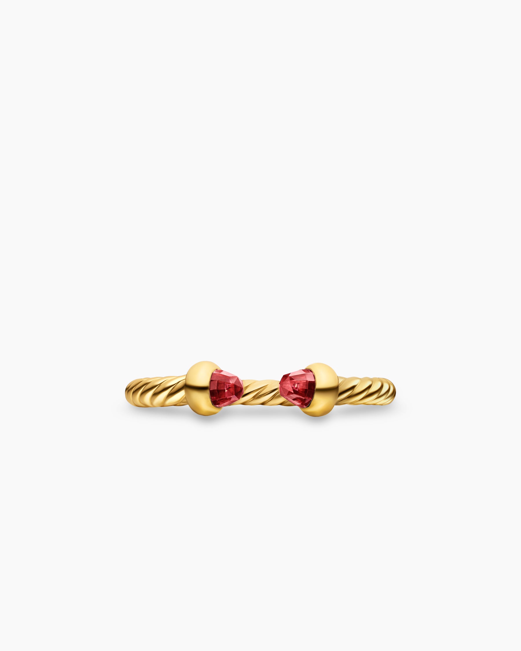 Micro Cablespira Flex Open Ring in 18K Yellow Gold with Rhodolite Garnets, 2.5mm - Image 3