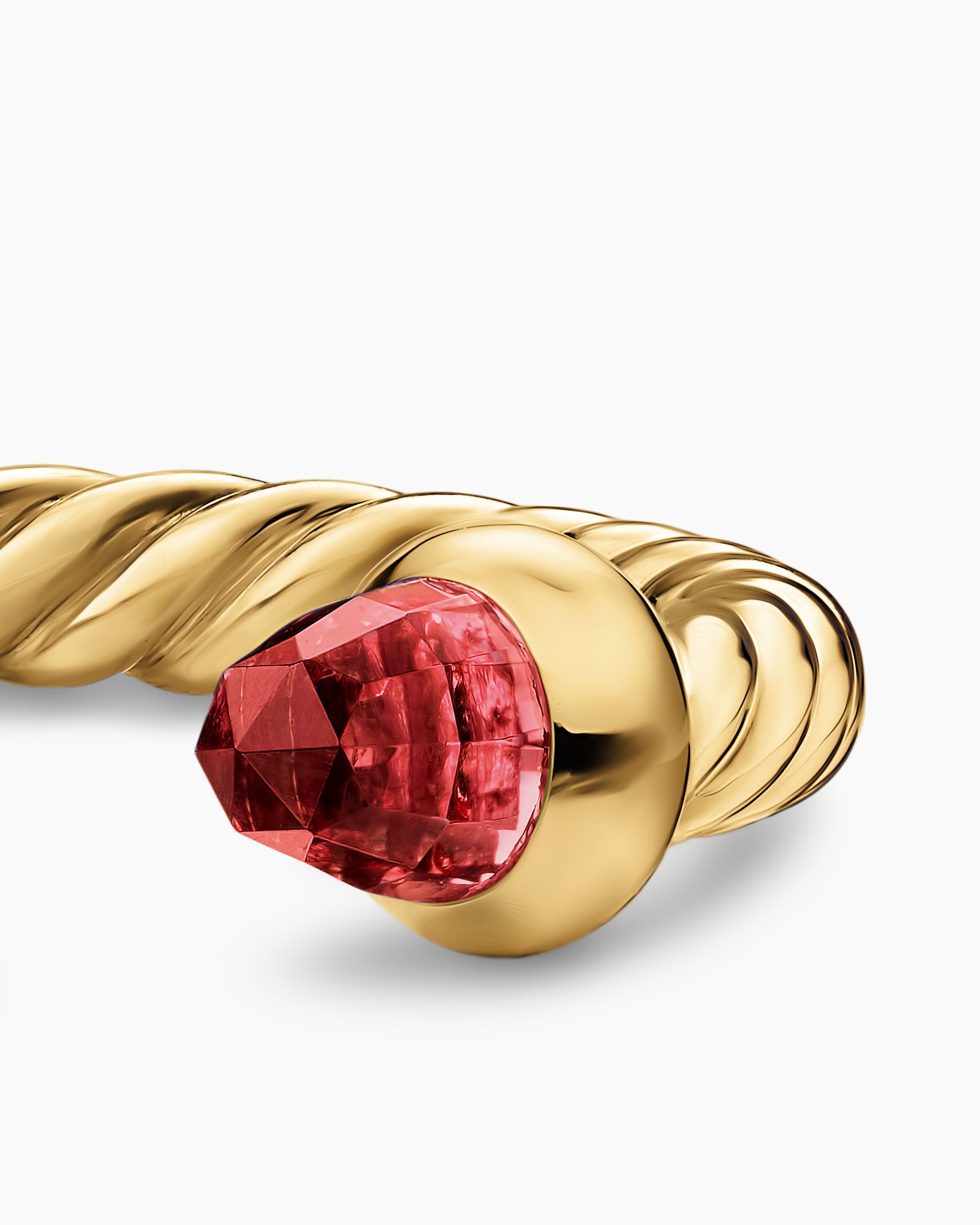 Micro Cablespira Flex Open Ring in 18K Yellow Gold with Rhodolite Garnets, 2.5mm - Image 4