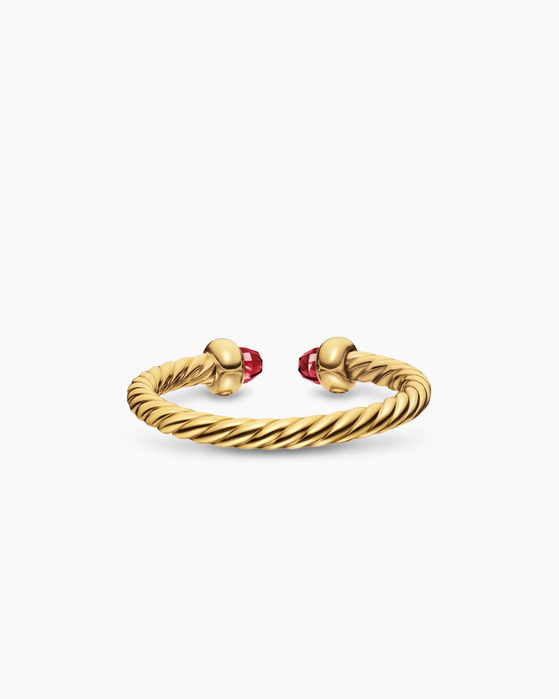 Micro Cablespira Flex Open Ring in 18K Yellow Gold with Rhodolite Garnets, 2.5mm - Image 5