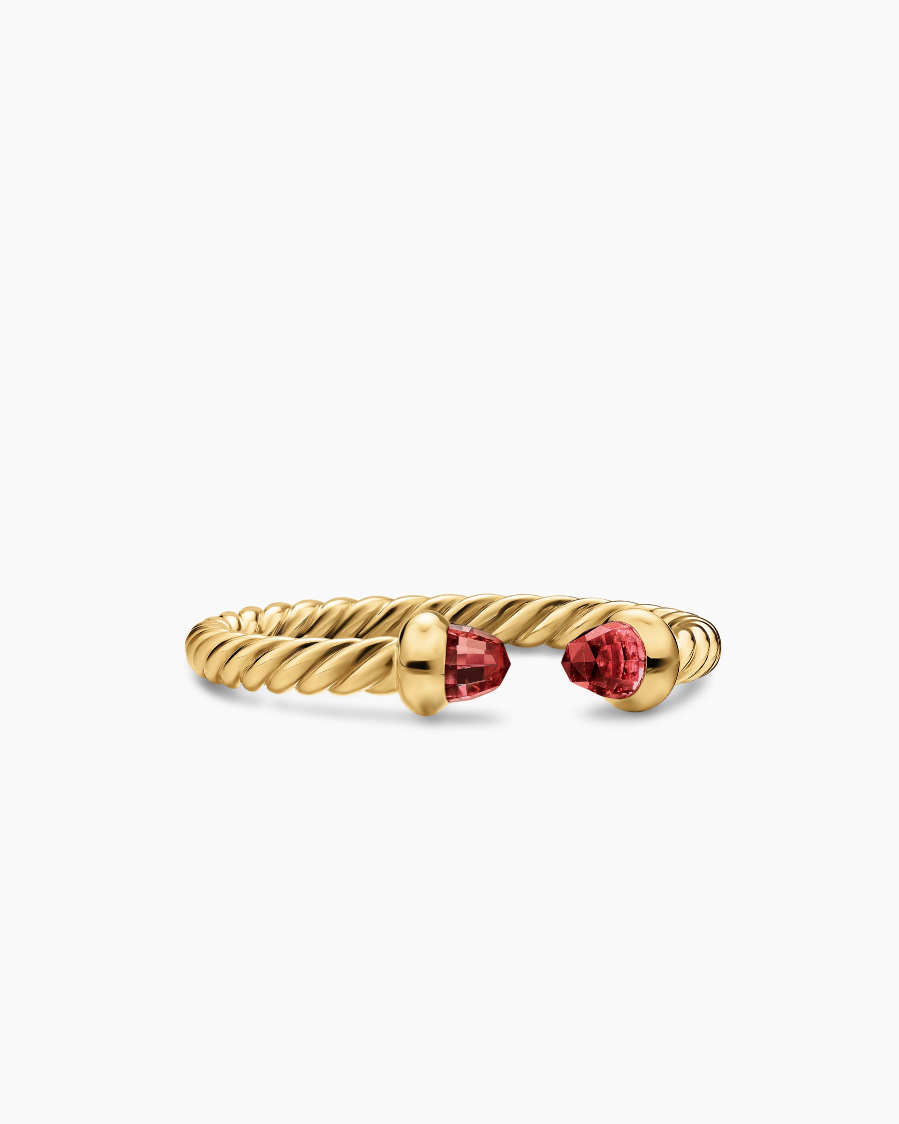 Micro Cablespira Flex Open Ring in 18K Yellow Gold with Rhodolite Garnets, 2.5mm