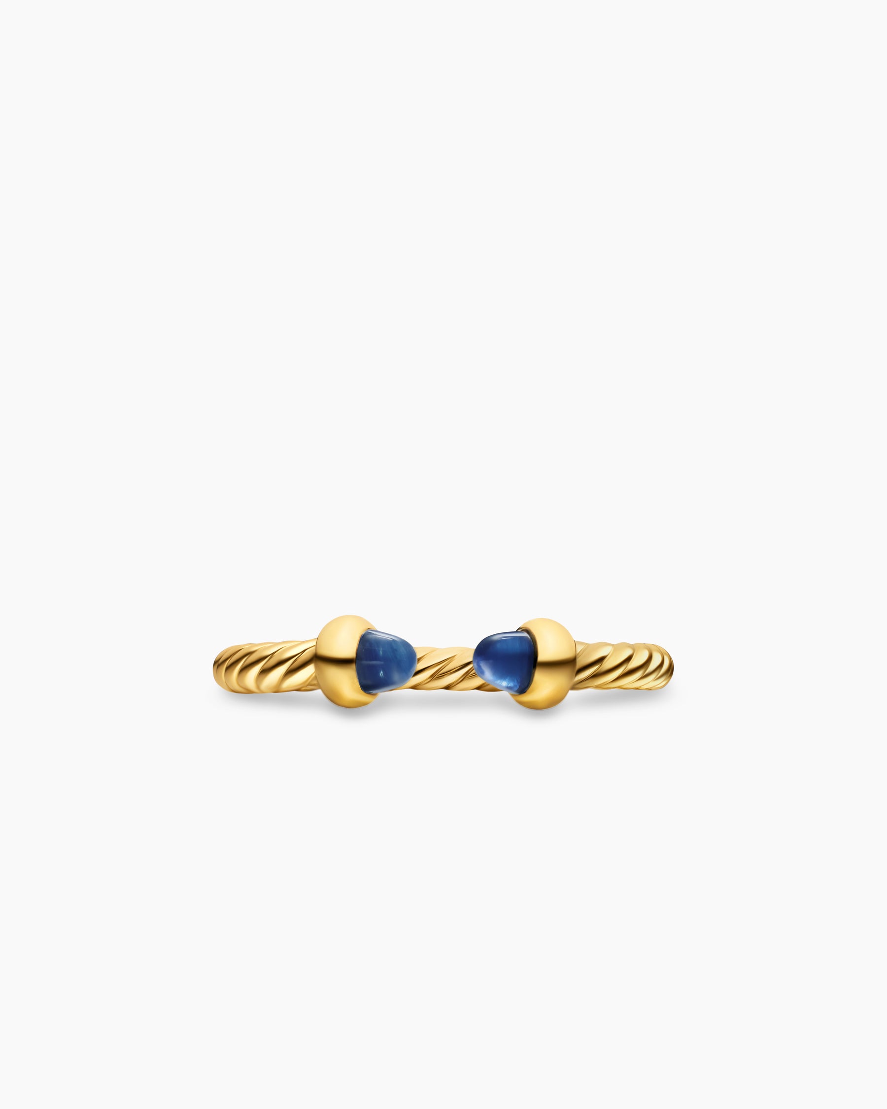 Micro Cablespira Flex Open Ring in 18K Yellow Gold with Blue Sapphires, 2.5mm - Image 3