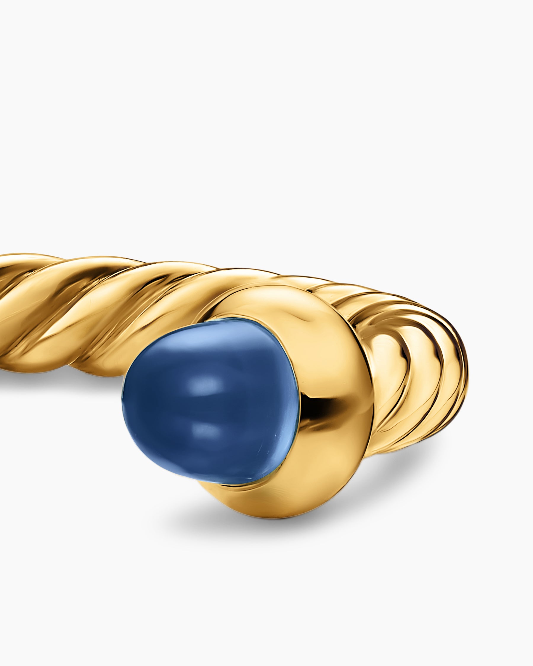 Micro Cablespira Flex Open Ring in 18K Yellow Gold with Blue Sapphires, 2.5mm - Image 4