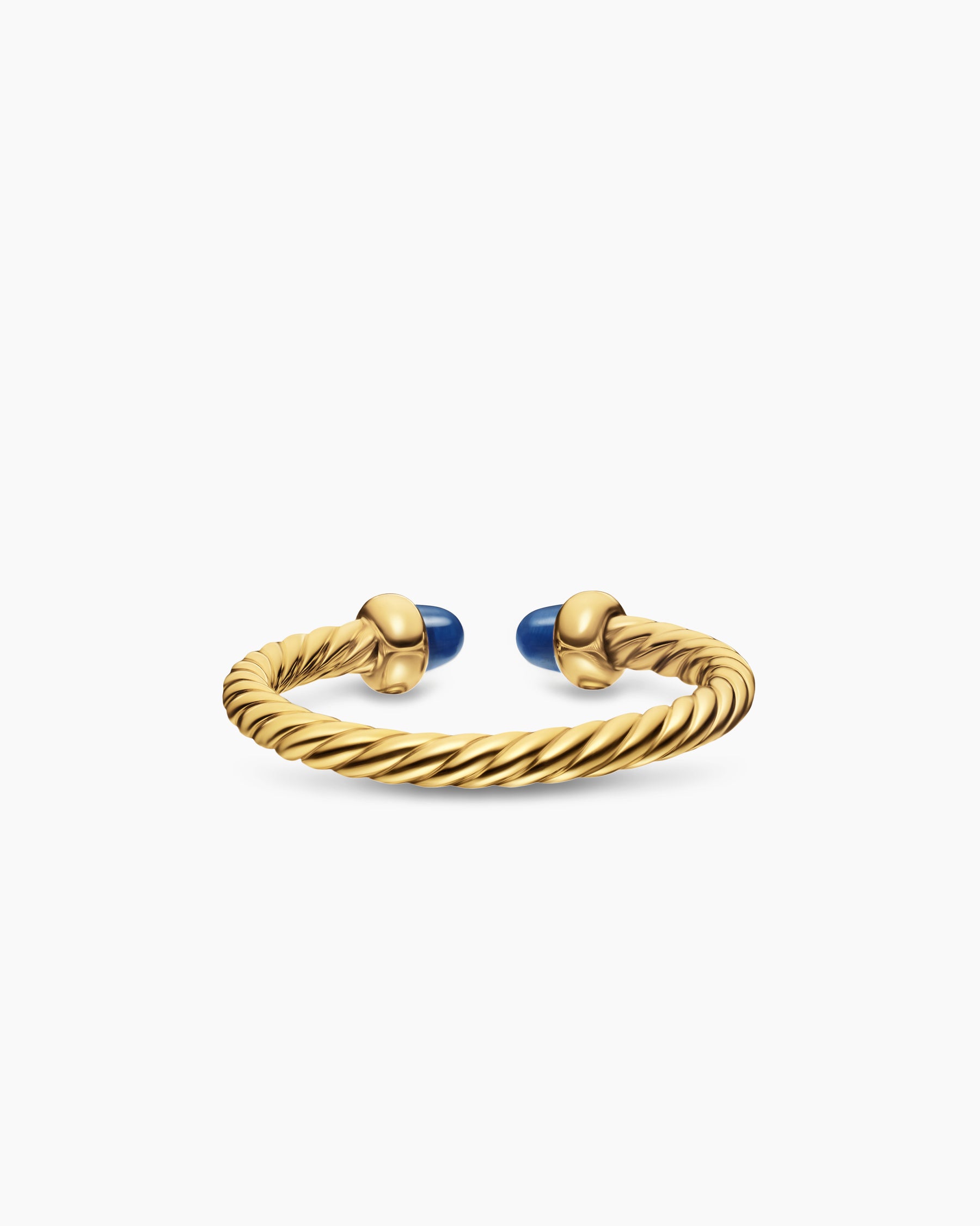 Micro Cablespira Flex Open Ring in 18K Yellow Gold with Blue Sapphires, 2.5mm - Image 5