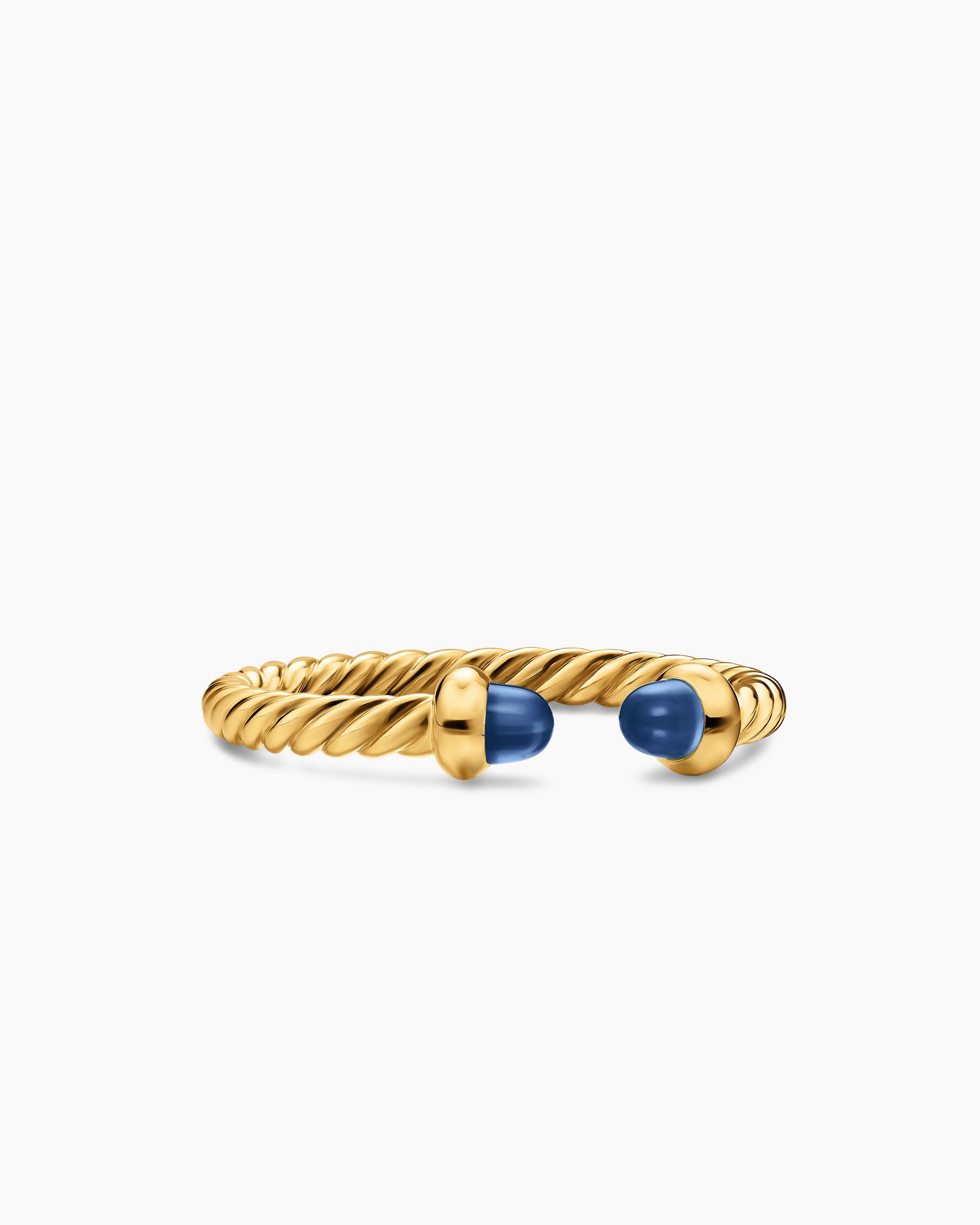 Micro Cablespira Flex Open Ring in 18K Yellow Gold with Blue Sapphires, 2.5mm