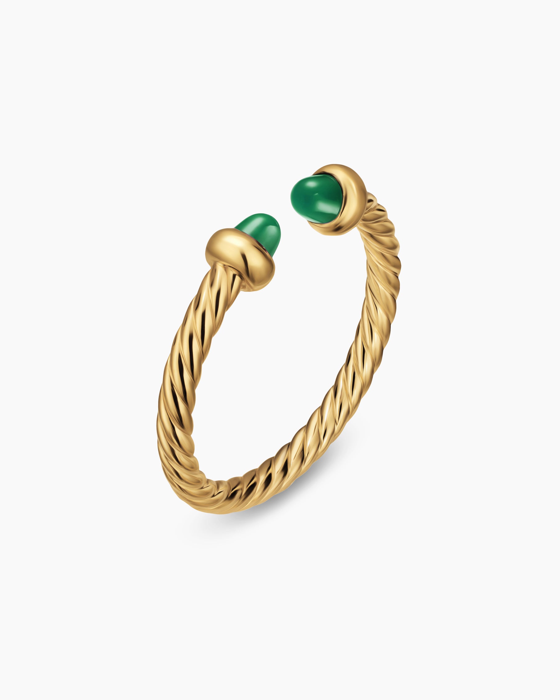 Micro Cablespira Flex Open Ring in 18K Yellow Gold with Emeralds, 2.5mm - Image 2