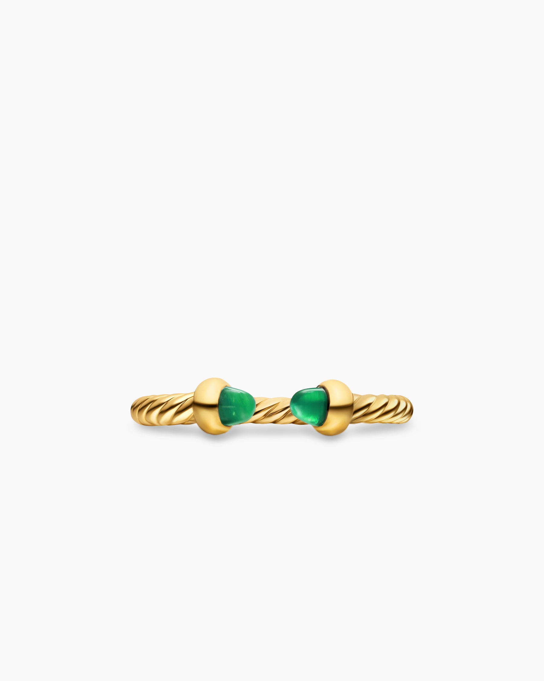 Micro Cablespira Flex Open Ring in 18K Yellow Gold with Emeralds, 2.5mm - Image 3
