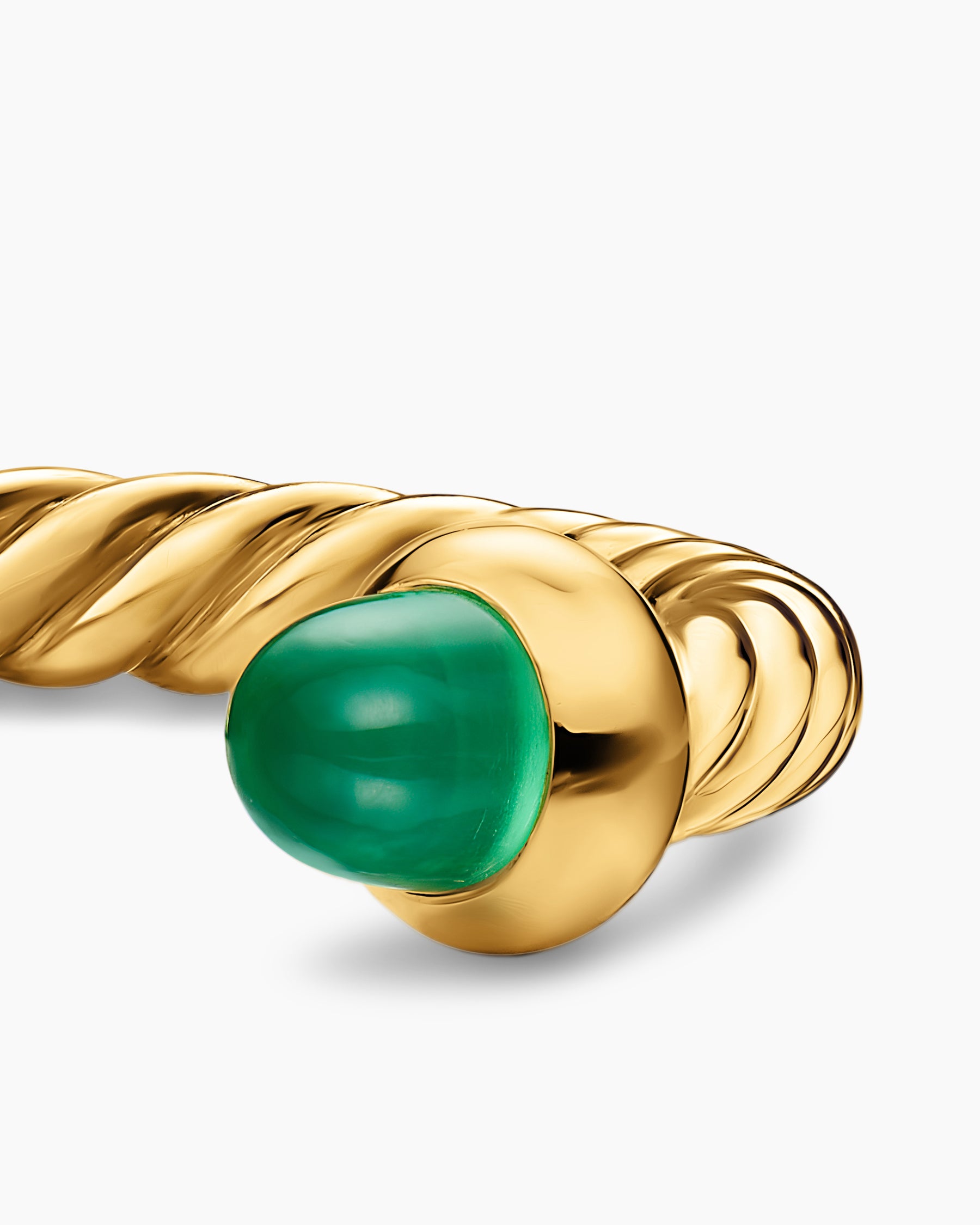 Micro Cablespira Flex Open Ring in 18K Yellow Gold with Emeralds, 2.5mm - Image 4