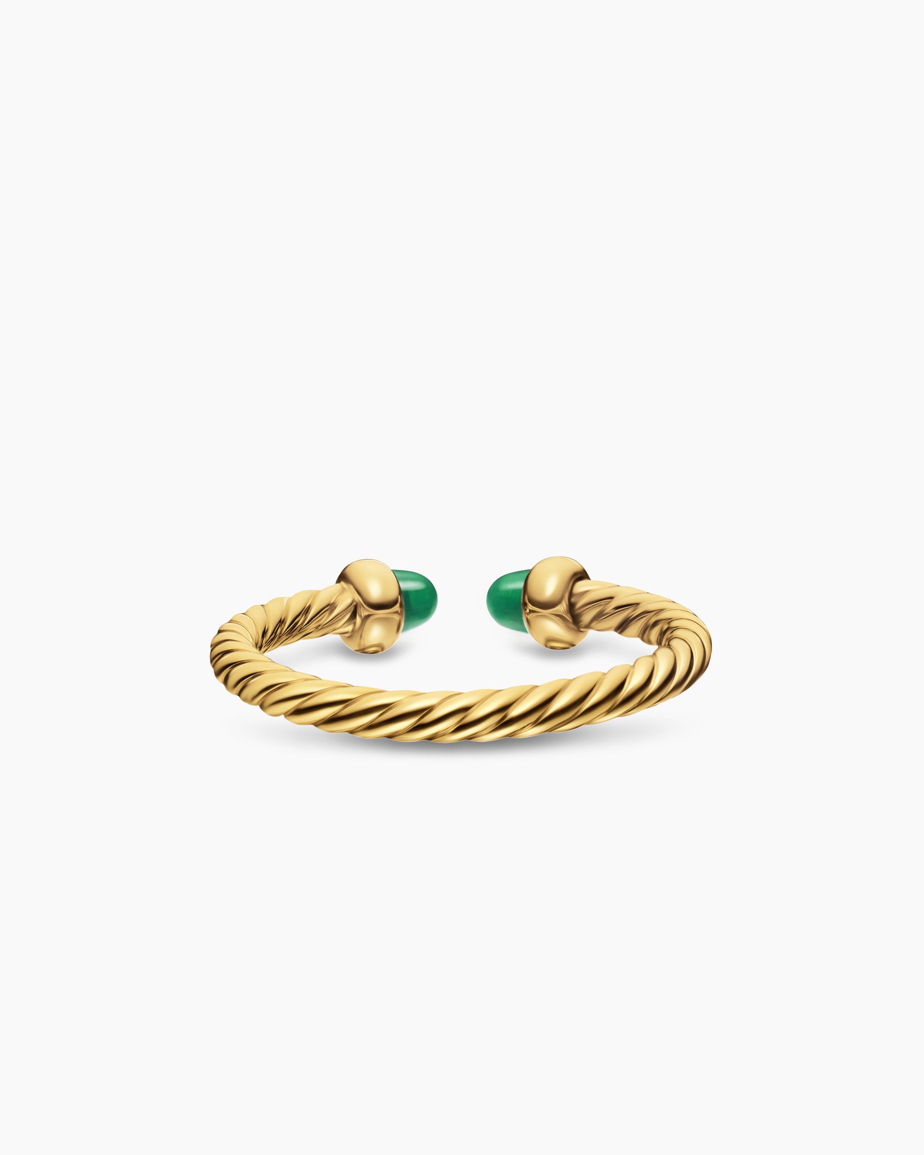 Micro Cablespira Flex Open Ring in 18K Yellow Gold with Emeralds, 2.5mm - Image 5