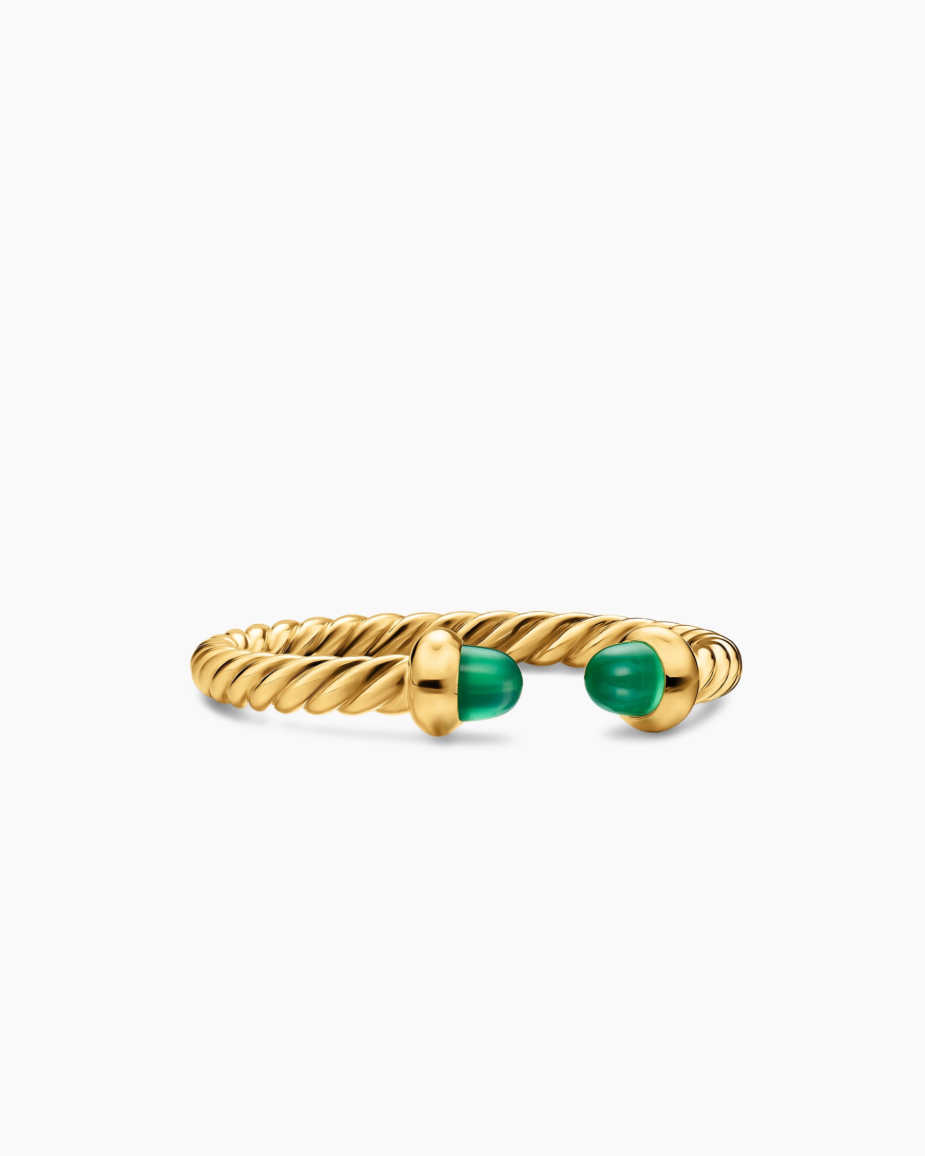 Micro Cablespira Flex Open Ring in 18K Yellow Gold with Emeralds, 2.5mm