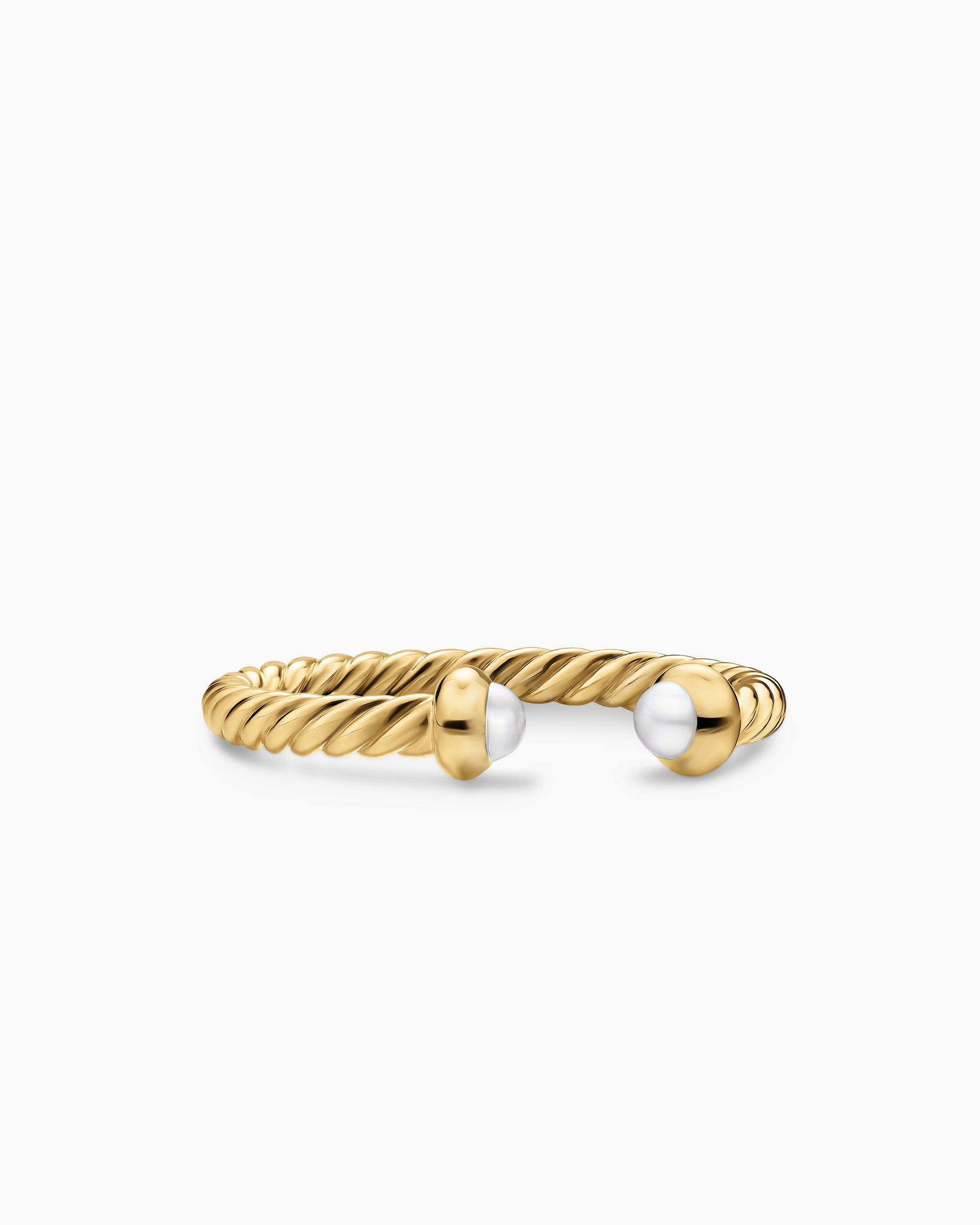 Micro Cablespira Flex Open Ring in 18K Yellow Gold with Pearls, 2.5mm