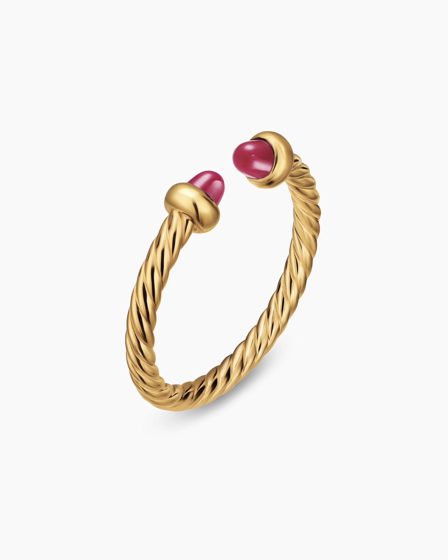 Alternative view of Micro Cablespira Flex Open Ring in 18K Yellow Gold with Rubies, 2.5mm