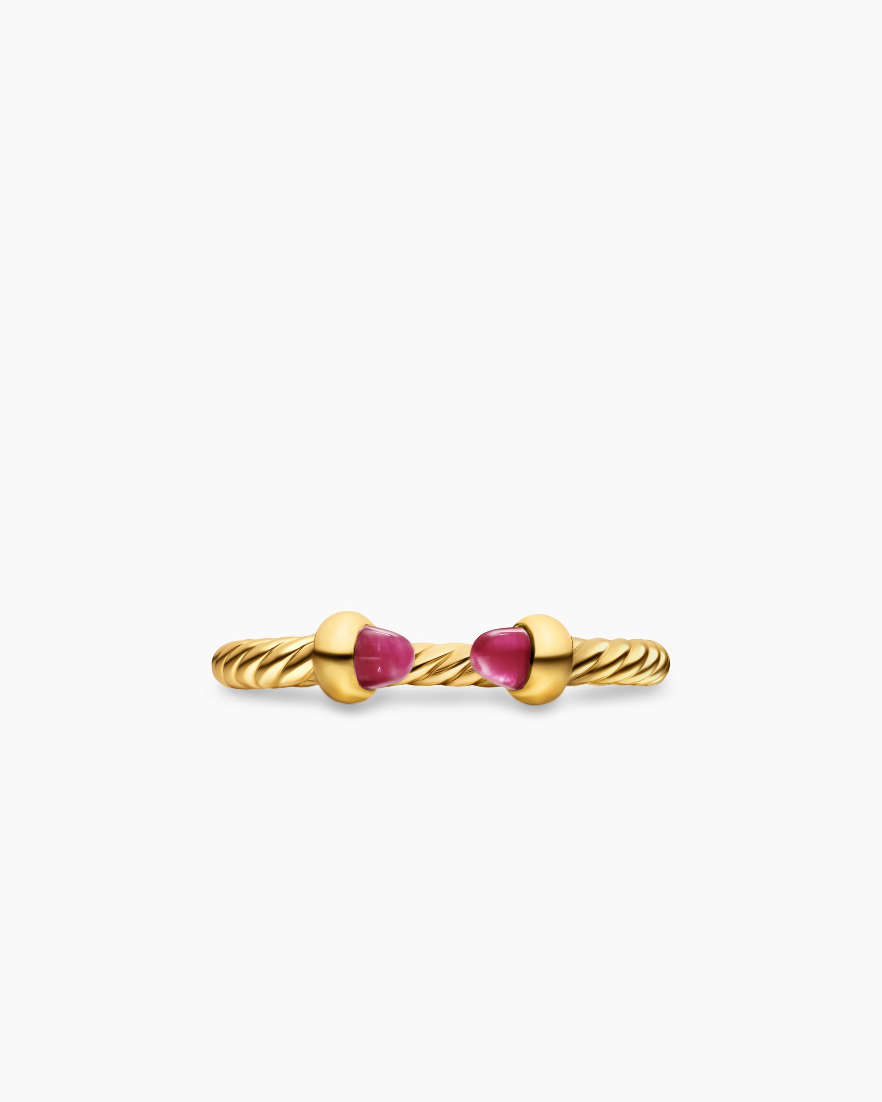 Micro Cablespira Flex Open Ring in 18K Yellow Gold with Rubies, 2.5mm - Image 3
