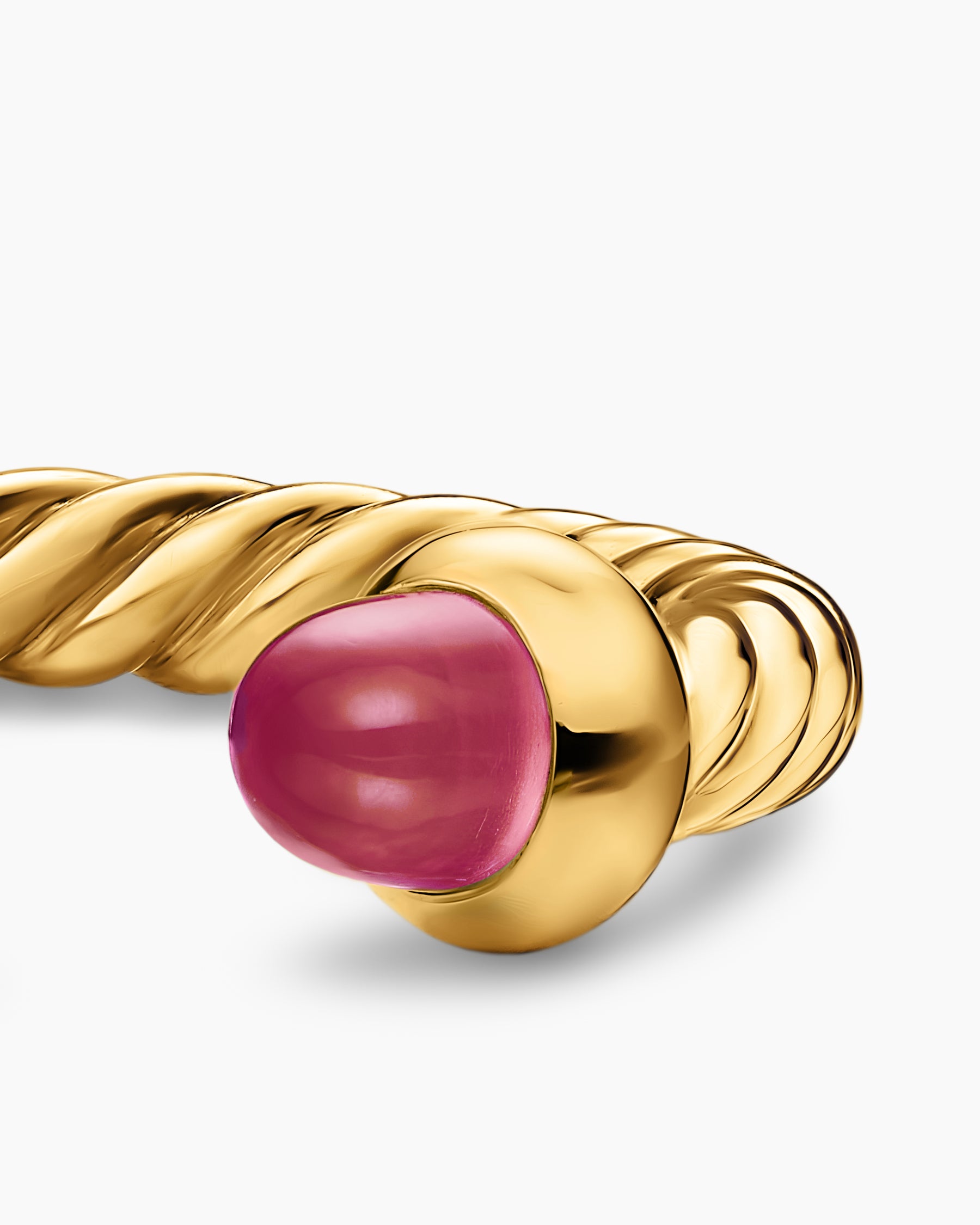 Micro Cablespira Flex Open Ring in 18K Yellow Gold with Rubies, 2.5mm - Image 4