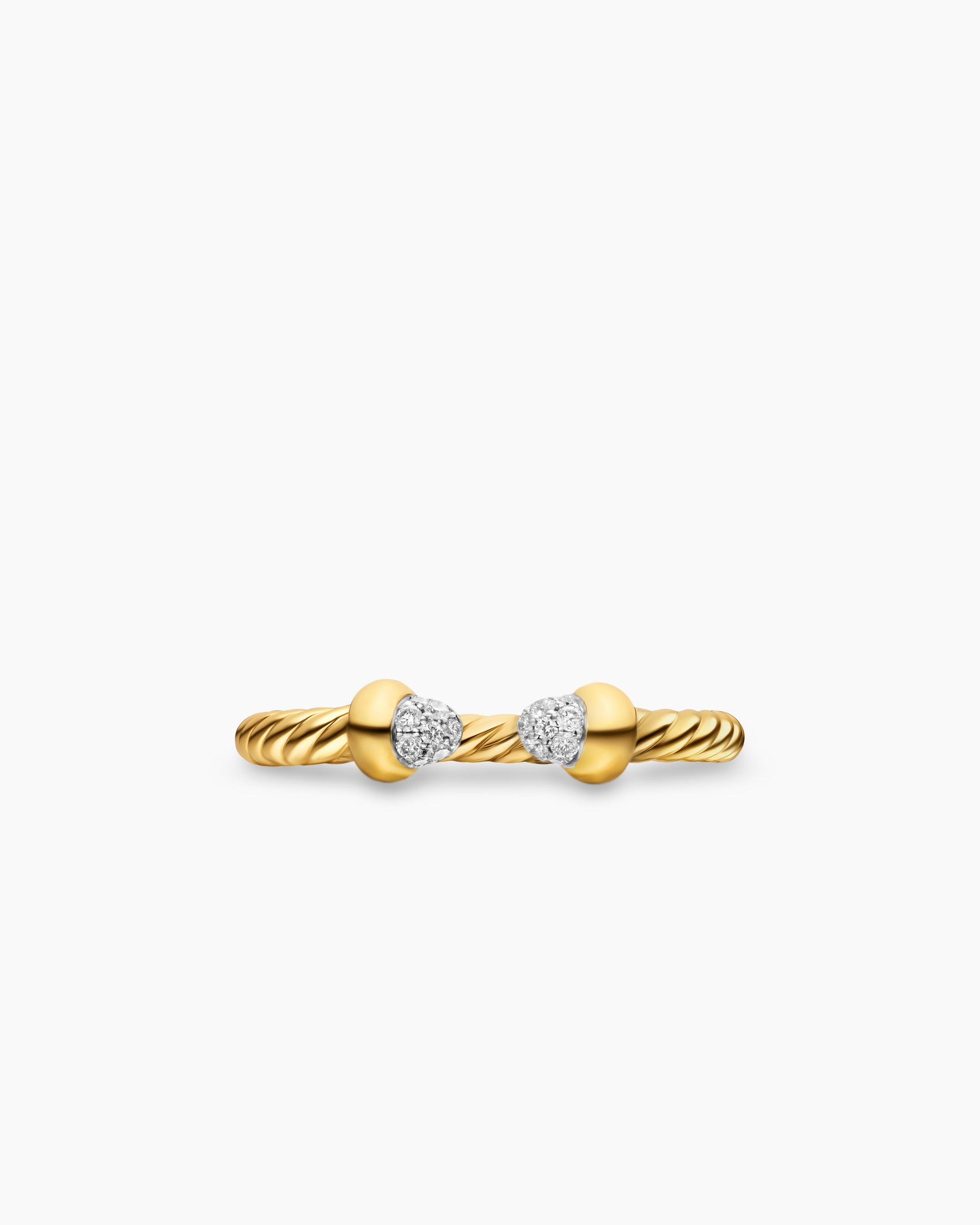 Micro Cablespira Flex Open Ring in 18K Yellow Gold with Pavé Diamond Domes, 2.5mm - Image 3